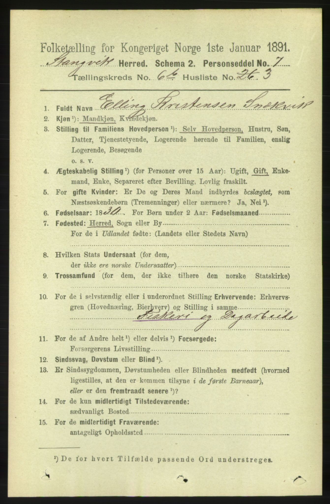 RA, 1891 census for 1564 Stangvik, 1891, p. 2968