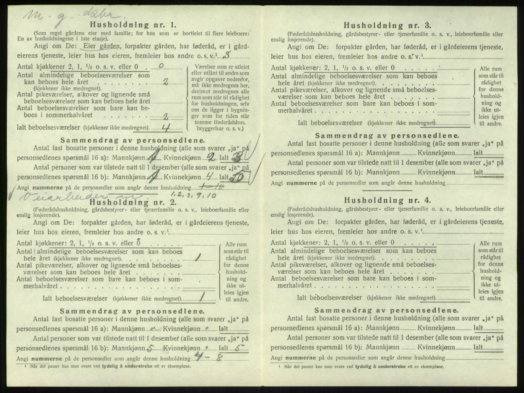 SAB, 1920 census for Hyllestad, 1920, p. 741