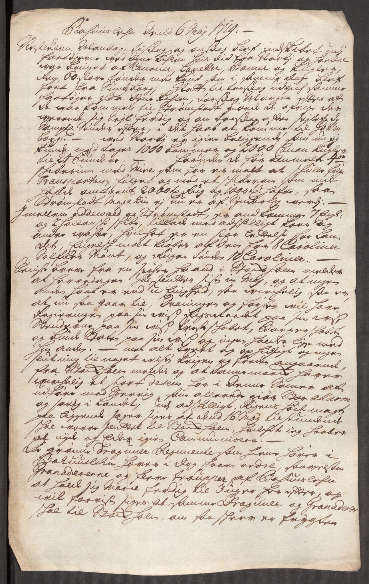 Kommanderende general (KG I) med Det norske krigsdirektorium, AV/RA-EA-5419/E/Eb/L0012: Kunnskap om fienden, kronologisk ordnet, 1718-1719, p. 675