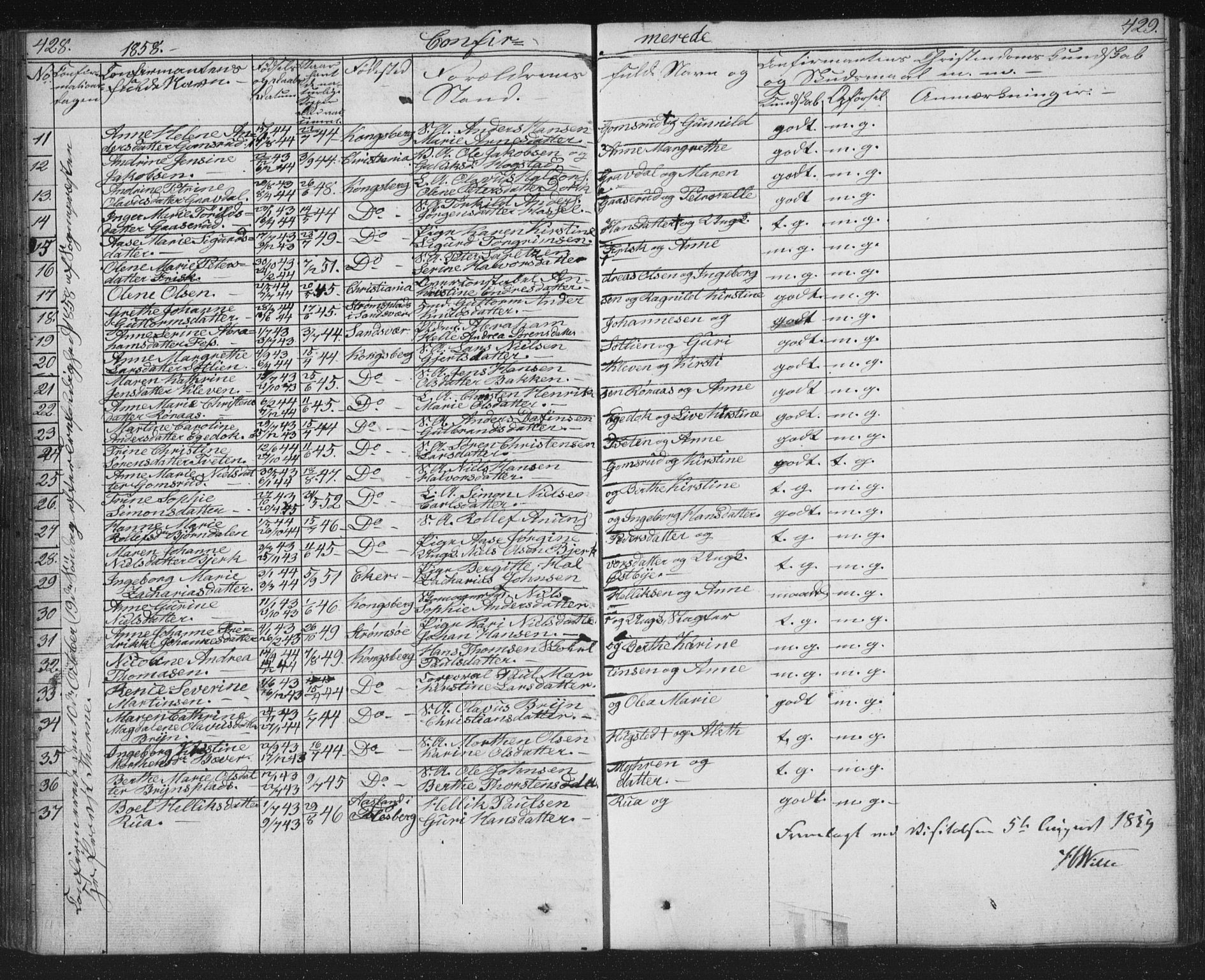 Kongsberg kirkebøker, AV/SAKO-A-22/G/Ga/L0002: Parish register (copy) no. 2, 1839-1858, p. 428-429