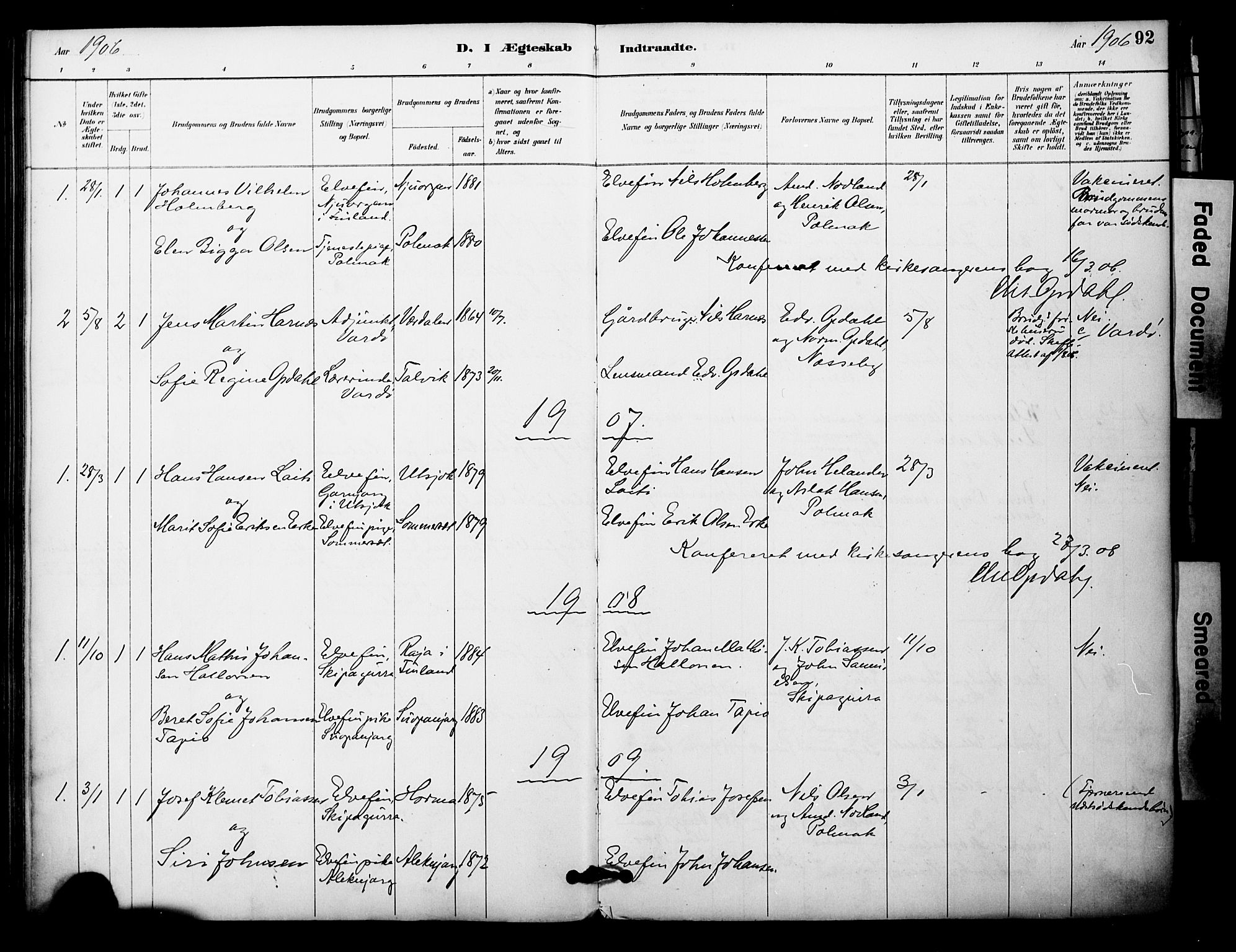 Nesseby sokneprestkontor, SATØ/S-1330/H/Ha/L0005kirke: Parish register (official) no. 5, 1885-1906, p. 92