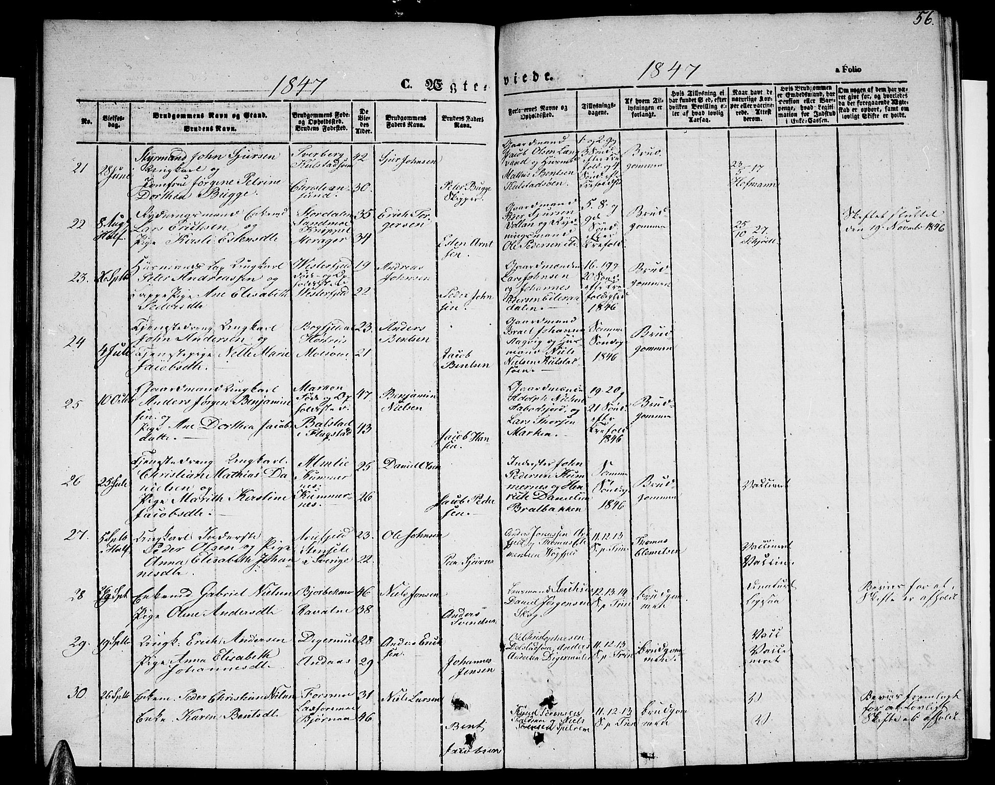 Ministerialprotokoller, klokkerbøker og fødselsregistre - Nordland, SAT/A-1459/820/L0300: Parish register (copy) no. 820C02, 1846-1850, p. 56