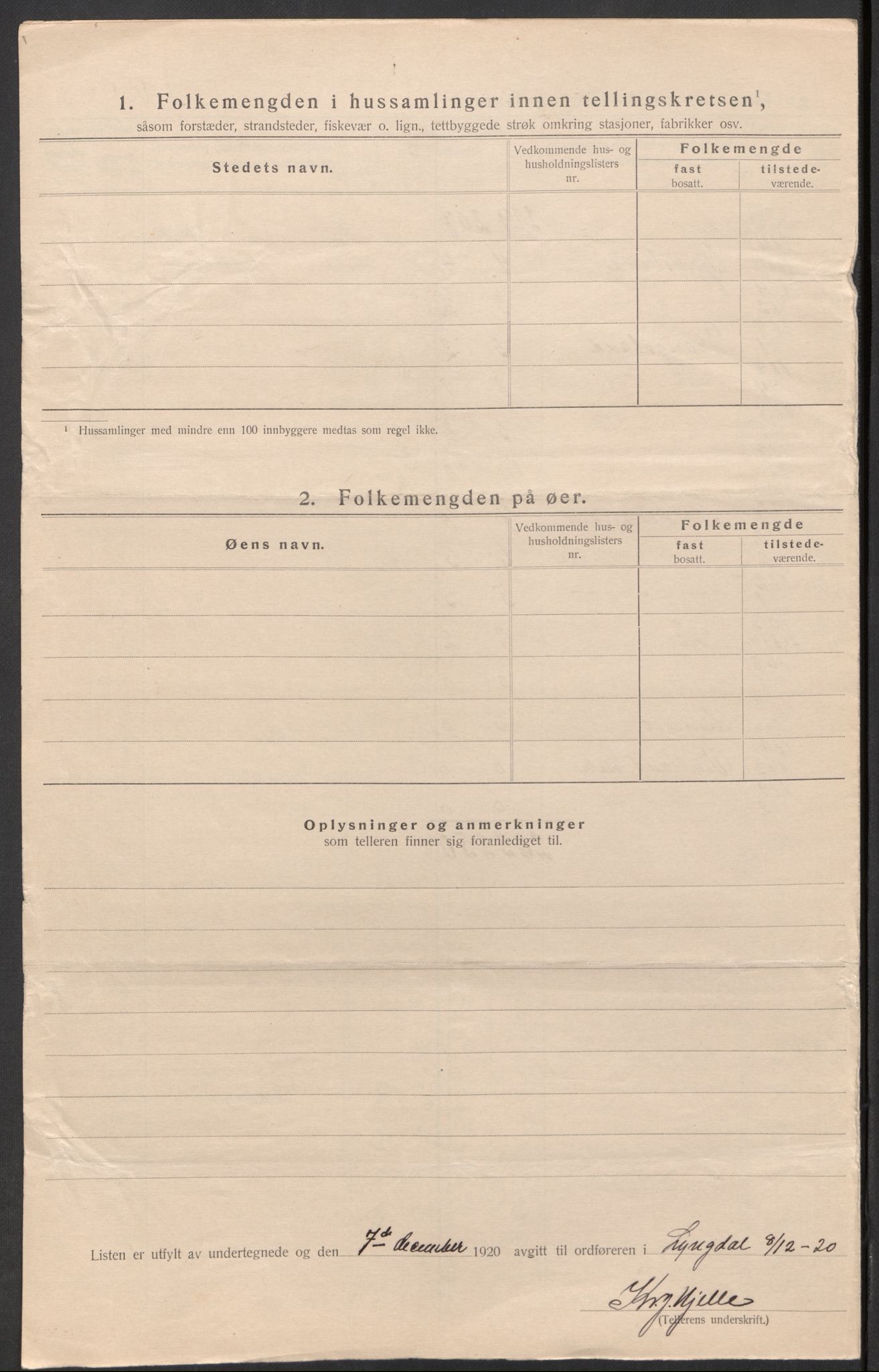 SAK, 1920 census for Lyngdal, 1920, p. 29