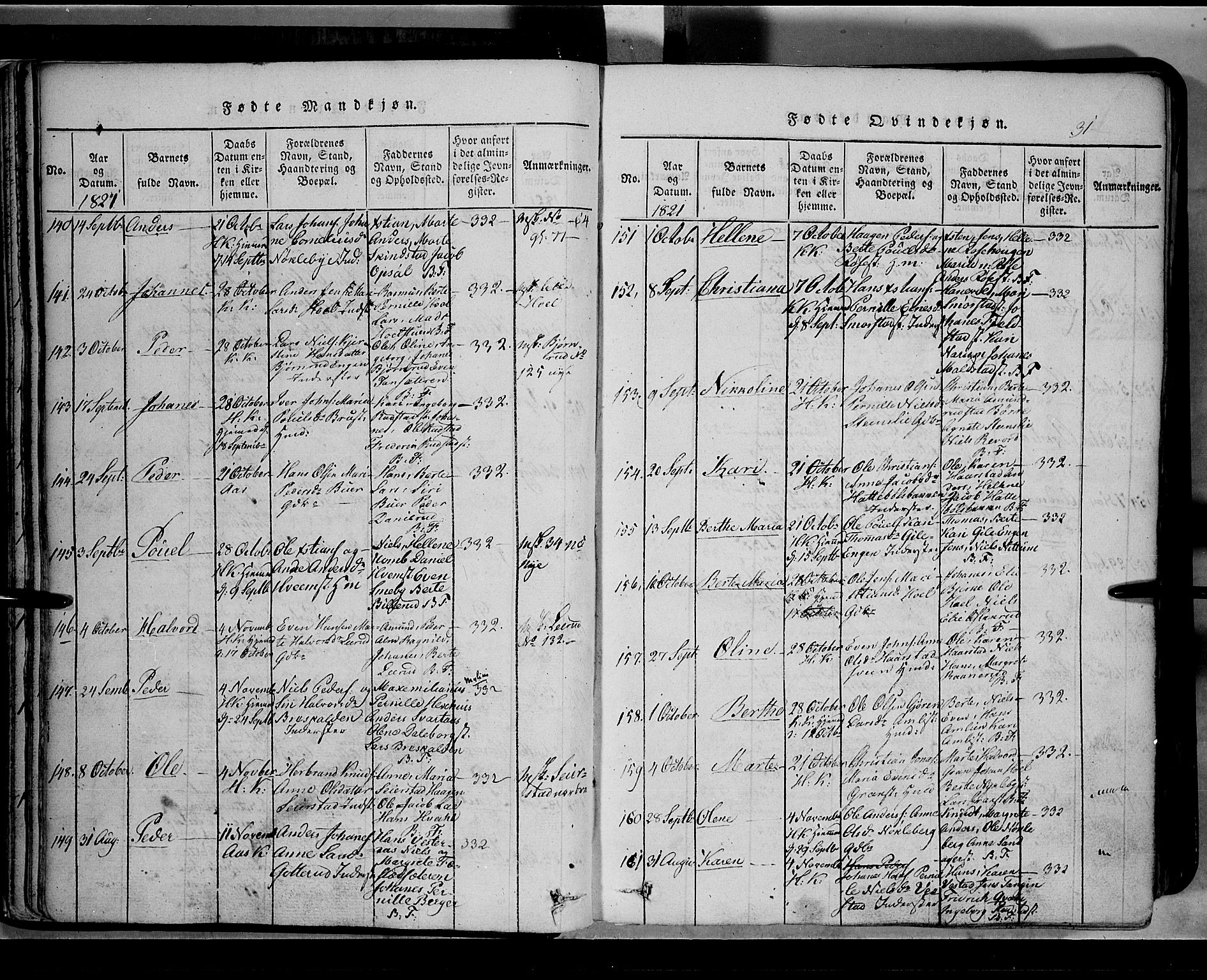 Toten prestekontor, AV/SAH-PREST-102/H/Ha/Hab/L0002: Parish register (copy) no. 2, 1820-1827, p. 31