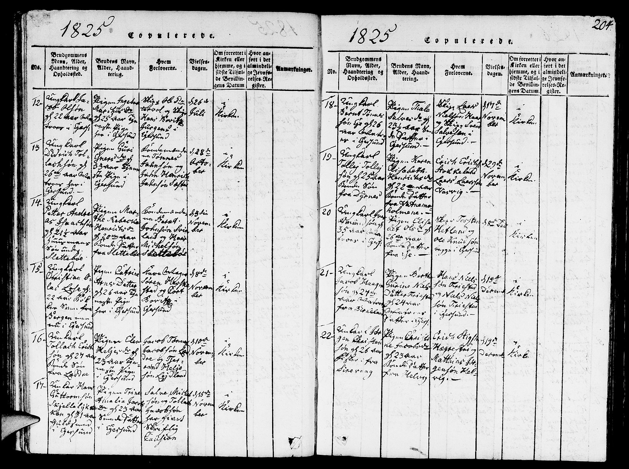 Eigersund sokneprestkontor, AV/SAST-A-101807/S09/L0001: Parish register (copy) no. B 1, 1815-1827, p. 204