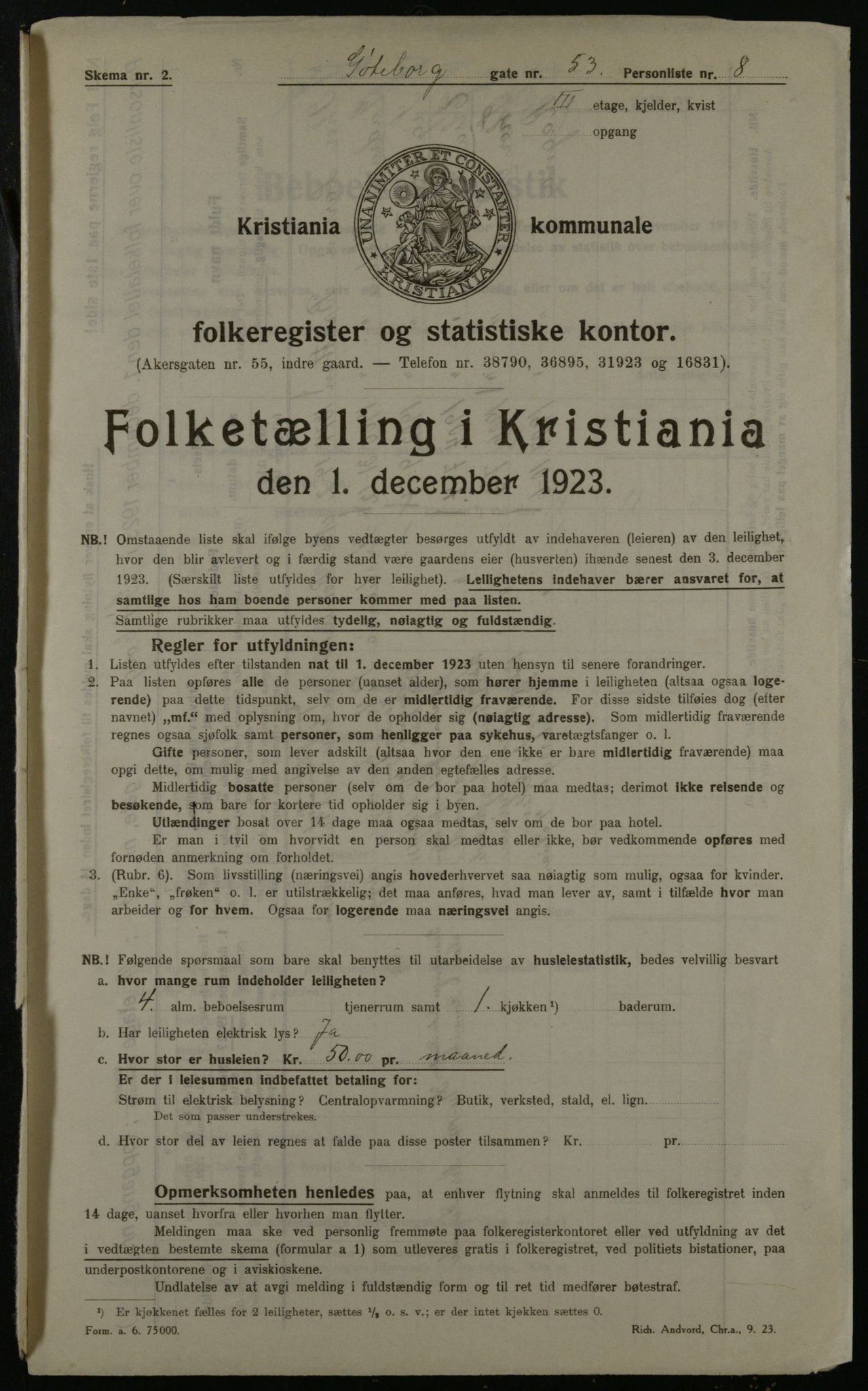 OBA, Municipal Census 1923 for Kristiania, 1923, p. 37288