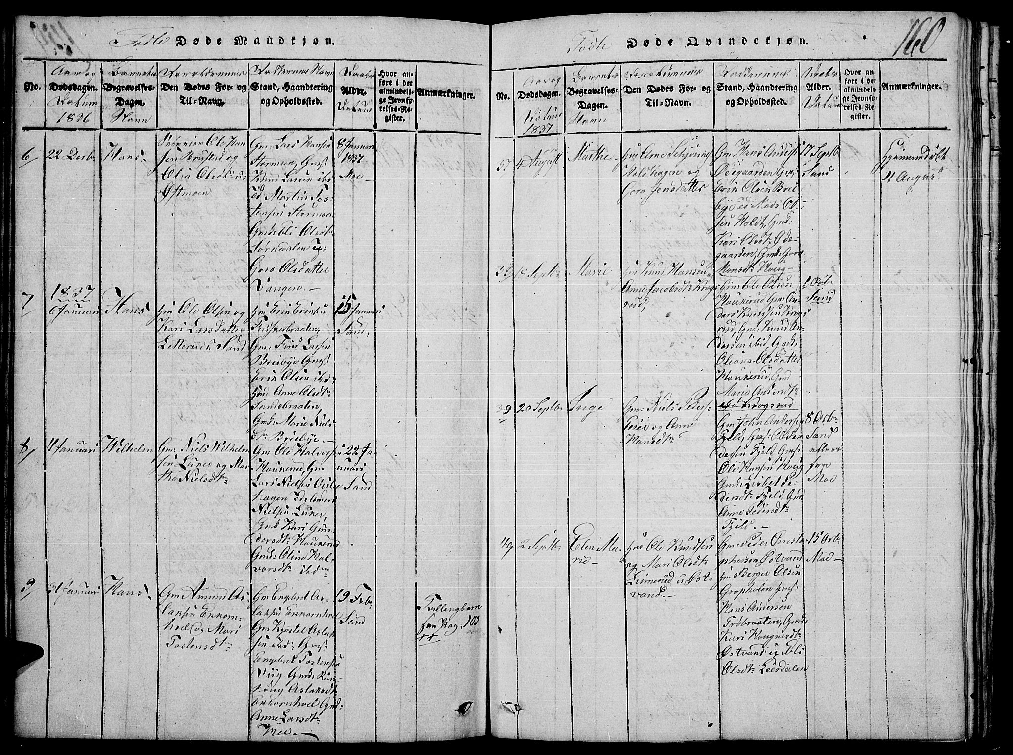 Nord-Odal prestekontor, AV/SAH-PREST-032/H/Ha/Hab/L0001: Parish register (copy) no. 1, 1819-1838, p. 160