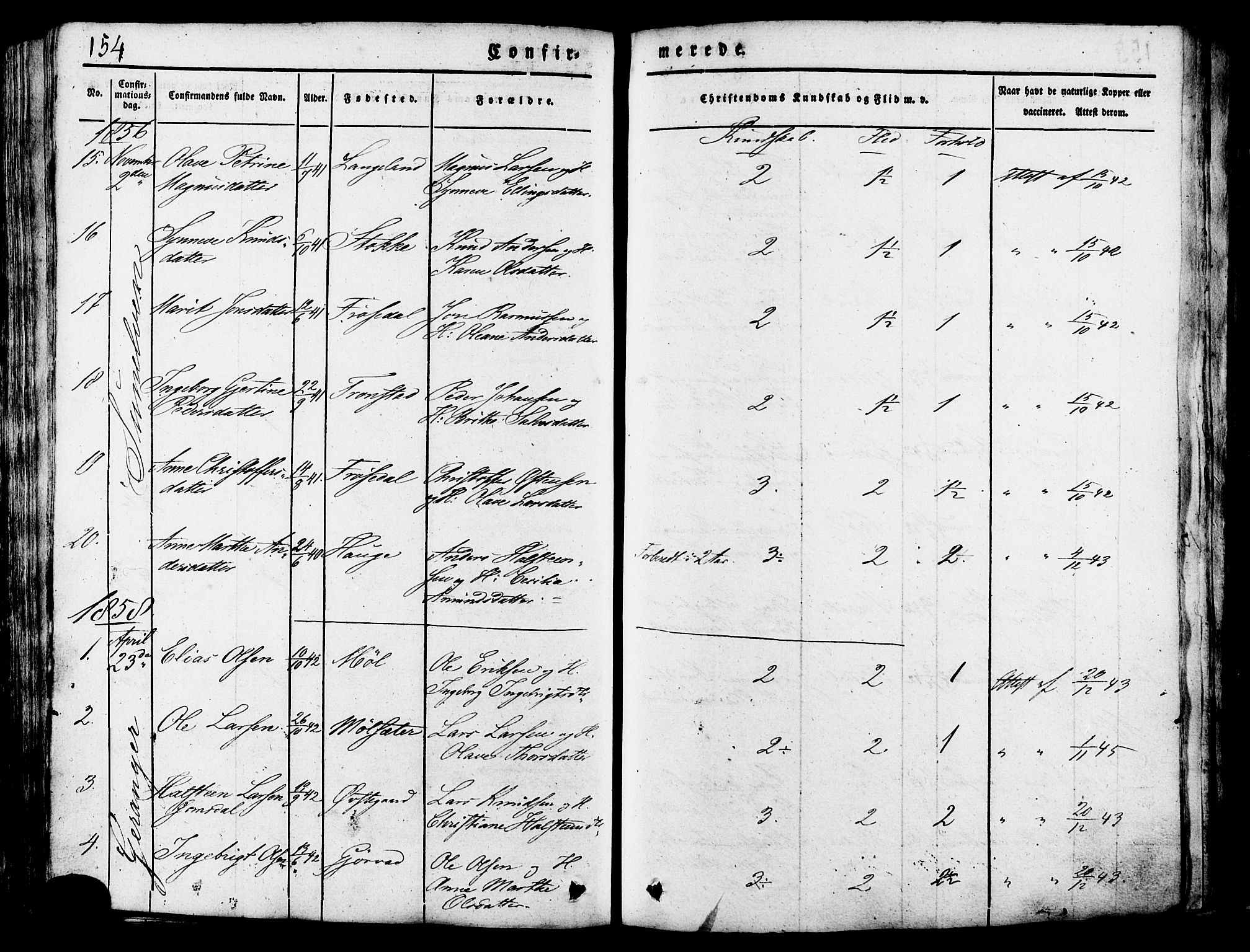 Ministerialprotokoller, klokkerbøker og fødselsregistre - Møre og Romsdal, SAT/A-1454/517/L0221: Parish register (official) no. 517A01, 1827-1858, p. 154