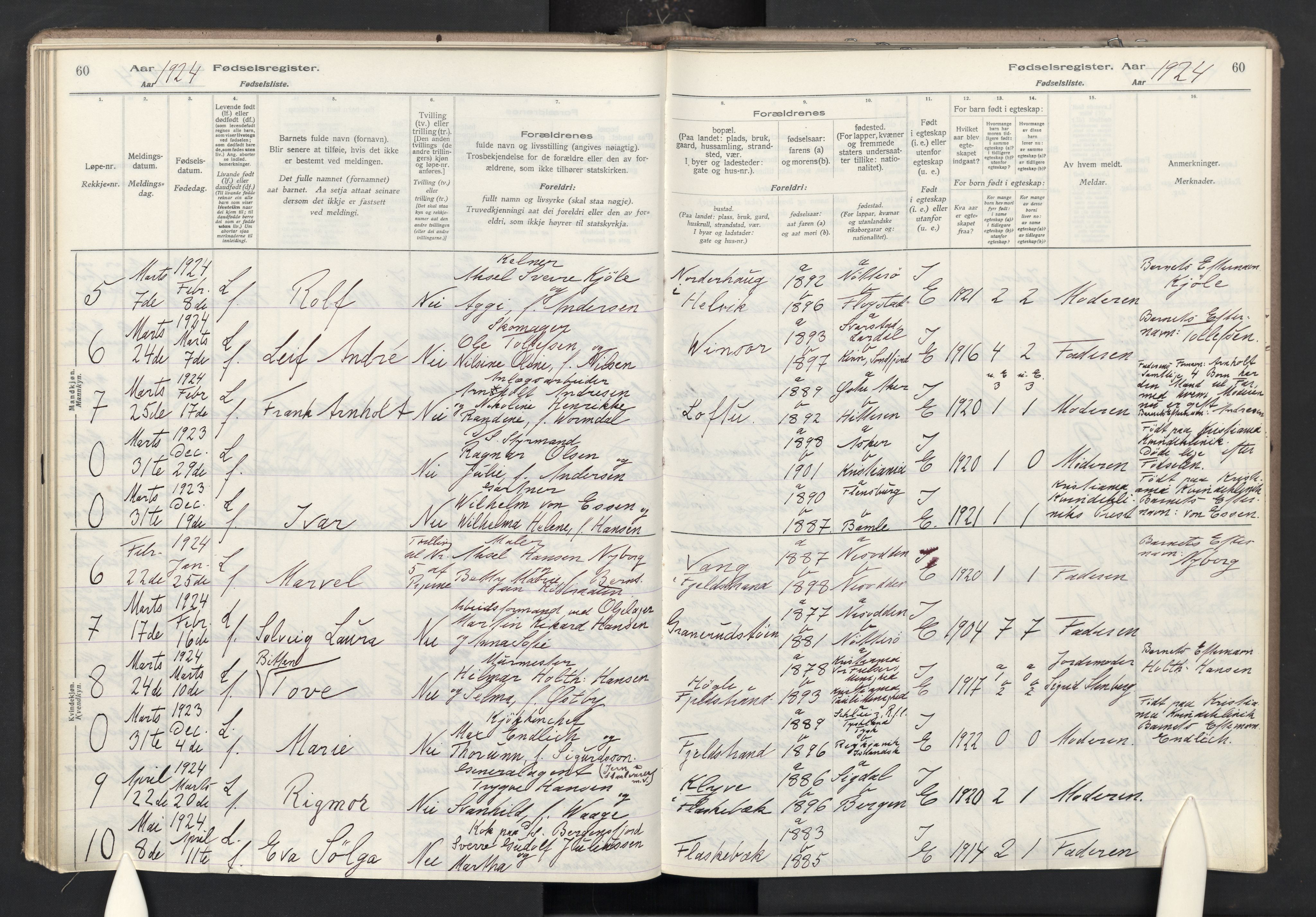 Nesodden prestekontor Kirkebøker, SAO/A-10013/J/Ja/L0001: Birth register no. 1, 1916-1946, p. 60
