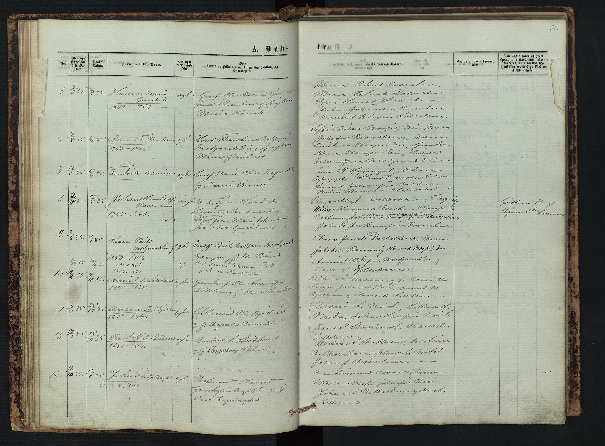 Vestre Gausdal prestekontor, SAH/PREST-094/H/Ha/Hab/L0002: Parish register (copy) no. 2, 1874-1897, p. 30