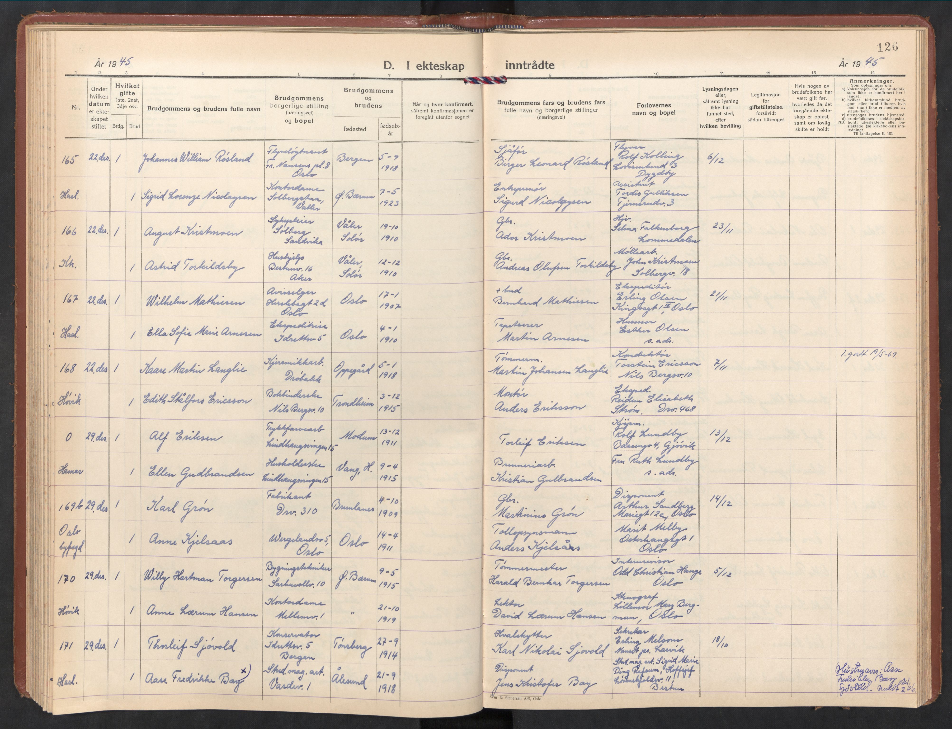 Østre Bærum prestekontor Kirkebøker, AV/SAO-A-10887/F/Fa/L0008: Parish register (official) no. 8, 1940-1948, p. 126
