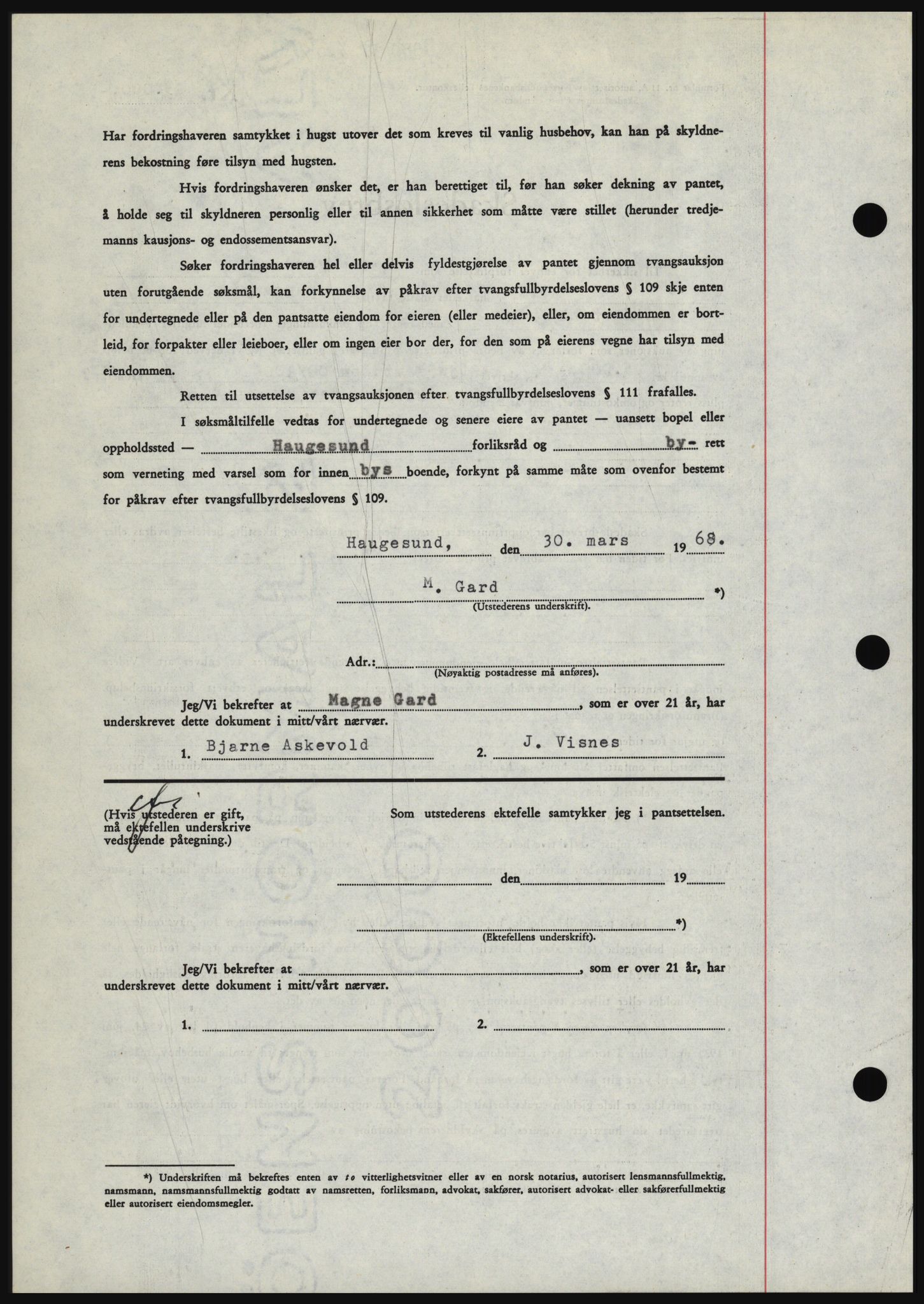 Haugesund tingrett, SAST/A-101415/01/II/IIC/L0058: Mortgage book no. B 58, 1967-1968, Diary no: : 854/1968