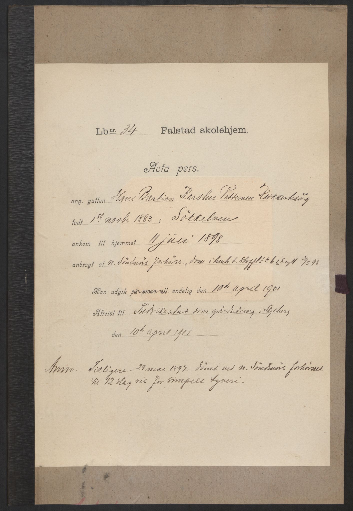 Falstad skolehjem, AV/RA-S-1676/E/Eb/L0001: Elevmapper løpenr. 10-41, 1895-1905, p. 486