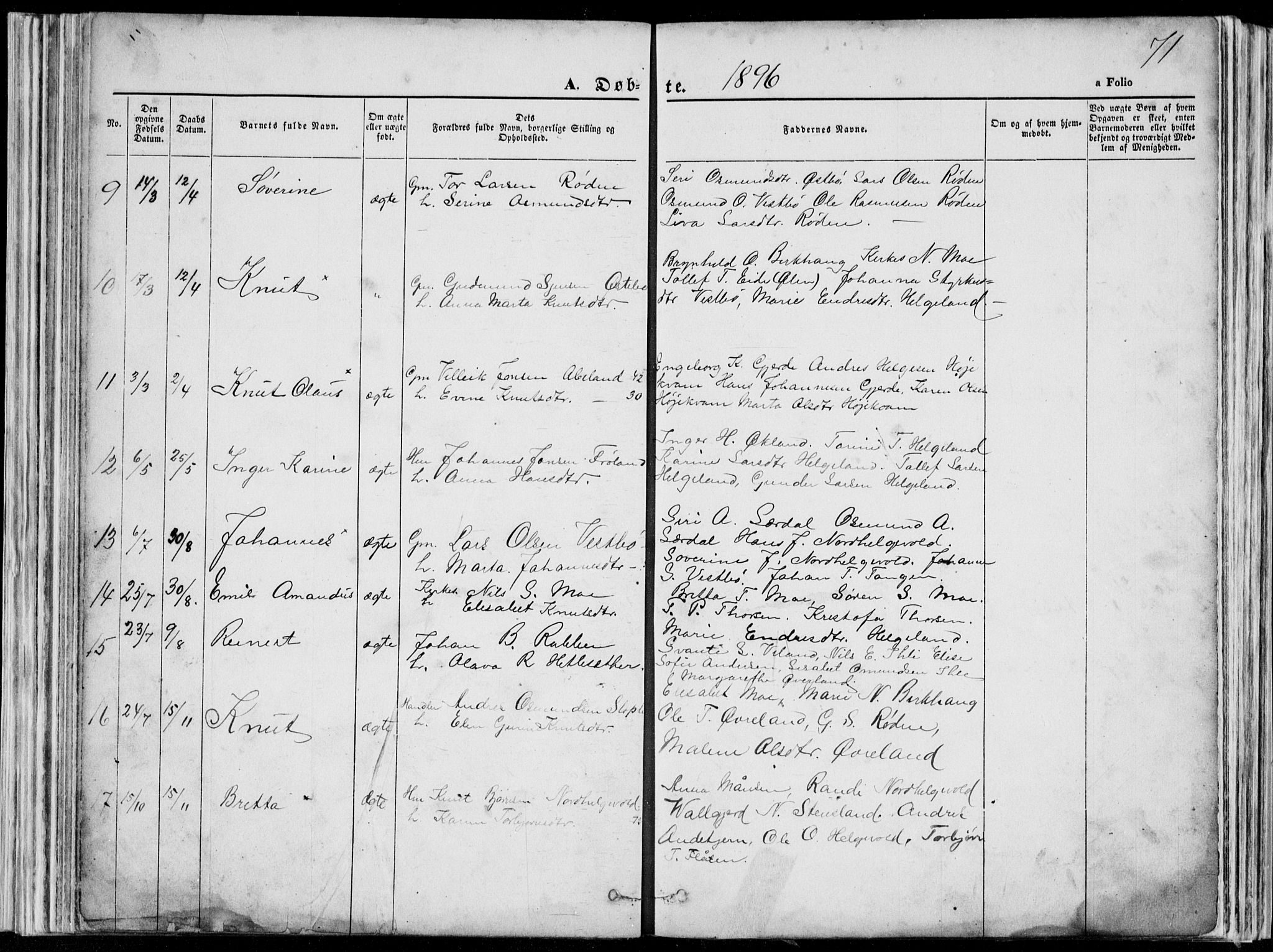 Vikedal sokneprestkontor, SAST/A-101840/01/V: Parish register (copy) no. B 10, 1864-1926, p. 71