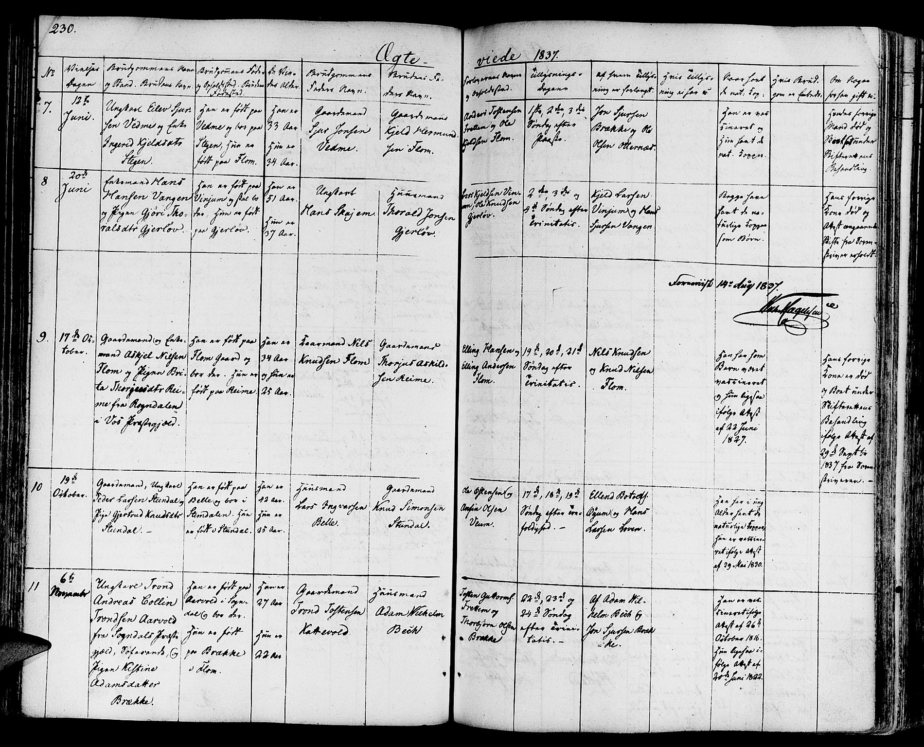 Aurland sokneprestembete, SAB/A-99937/H/Ha/Haa/L0006: Parish register (official) no. A 6, 1821-1859, p. 230