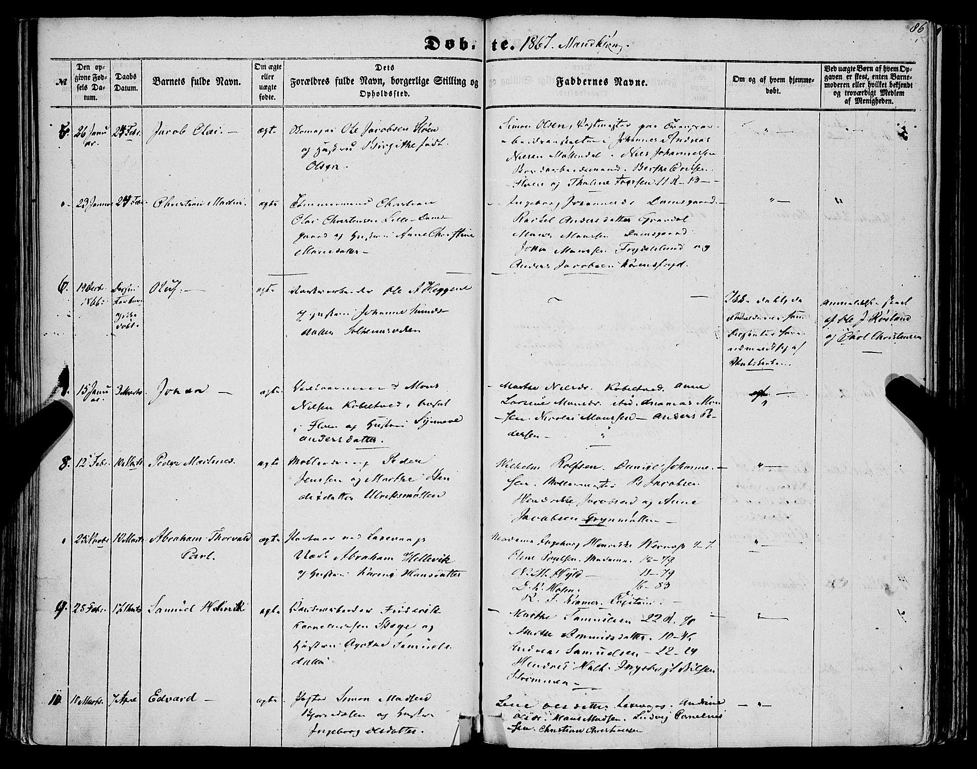 St. Jørgens hospital og Årstad sokneprestembete, AV/SAB-A-99934: Parish register (official) no. A 5, 1857-1869, p. 86