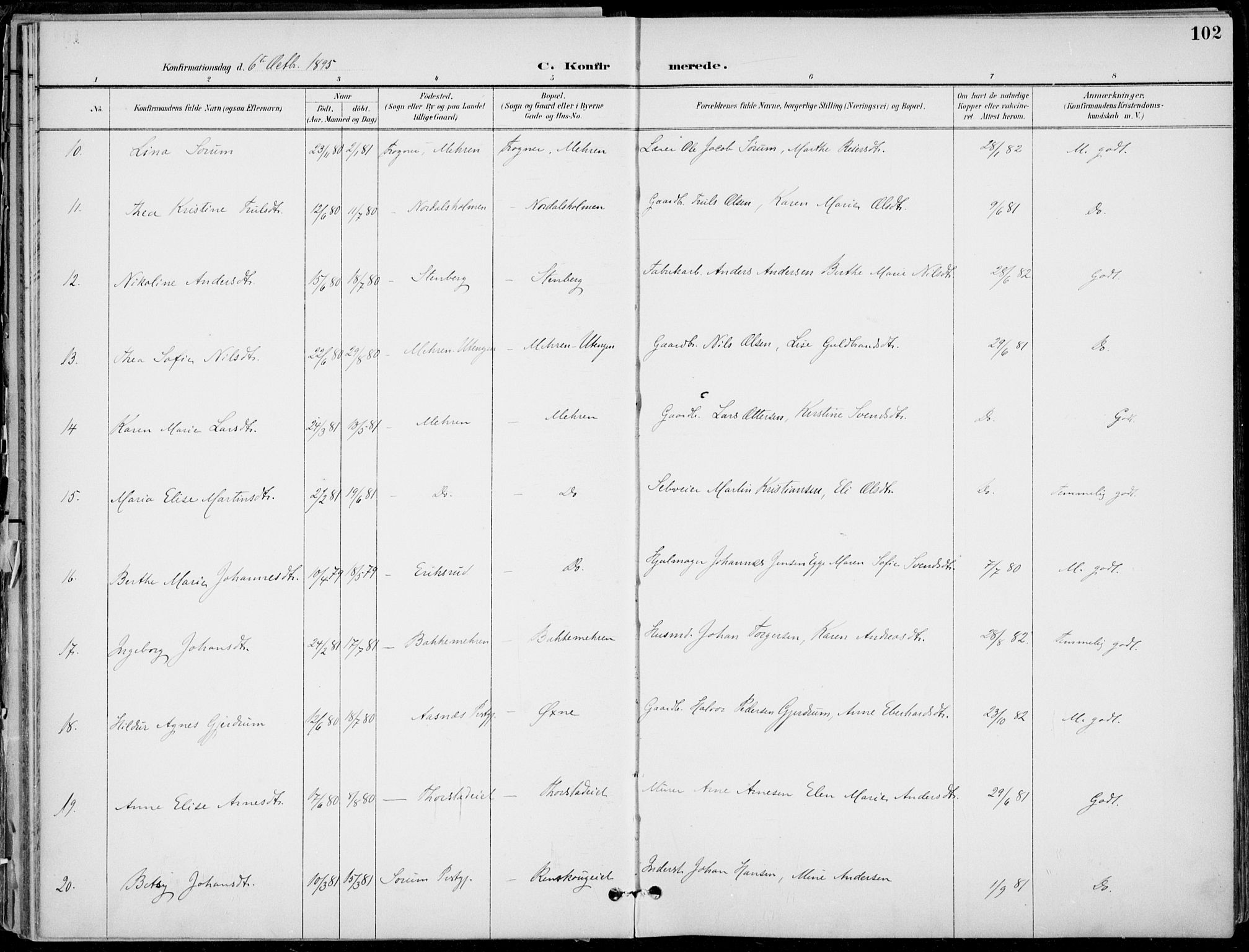 Lier kirkebøker, SAKO/A-230/F/Fa/L0016: Parish register (official) no. I 16, 1895-1900, p. 102