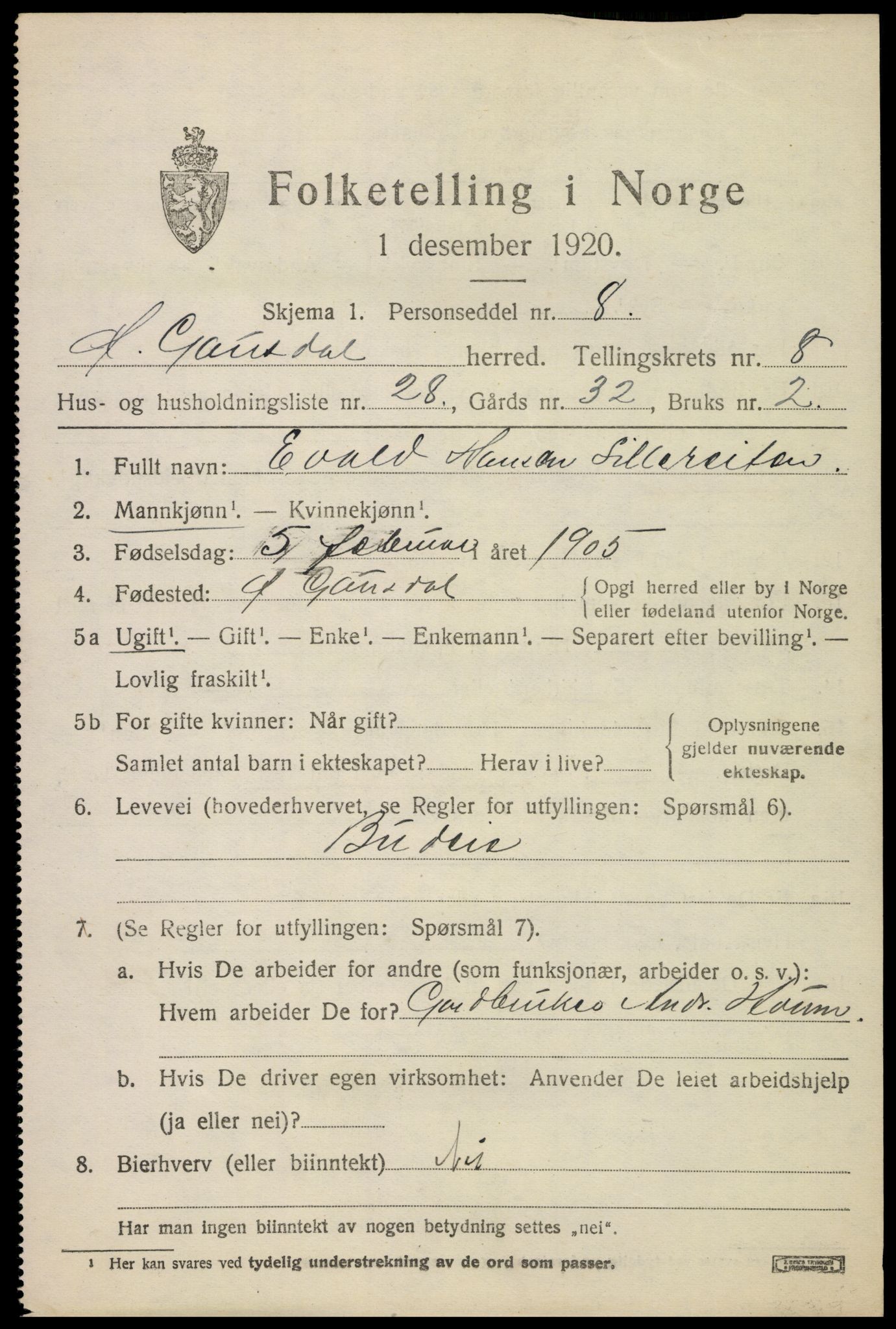 SAH, 1920 census for Østre Gausdal, 1920, p. 4920