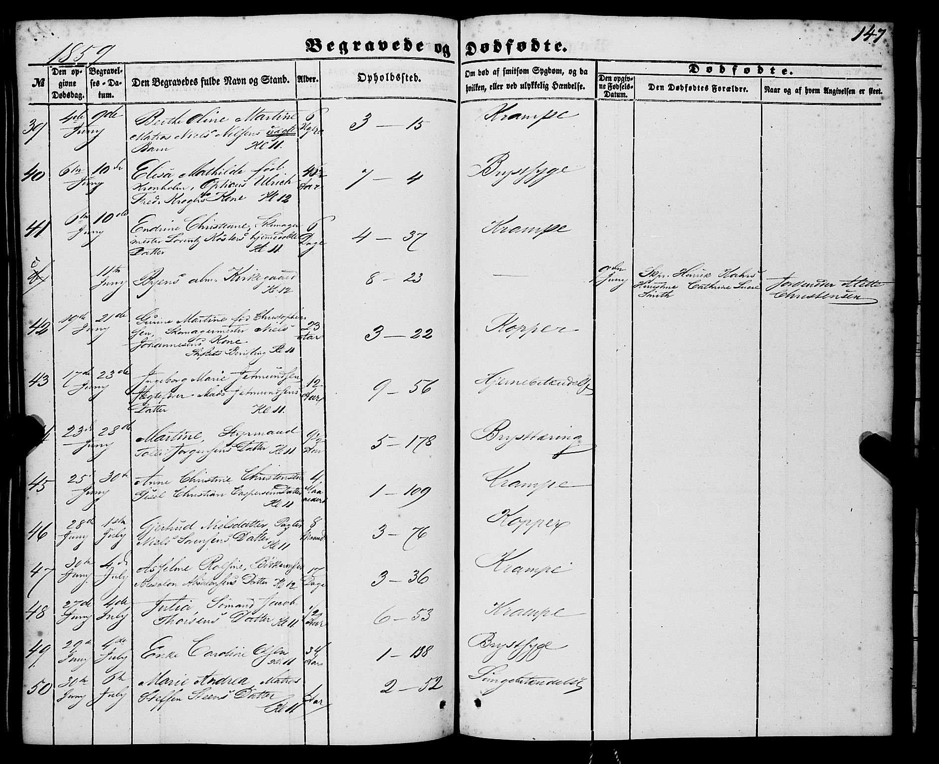 Nykirken Sokneprestembete, SAB/A-77101/H/Haa/L0042: Parish register (official) no. E 2, 1850-1868, p. 147