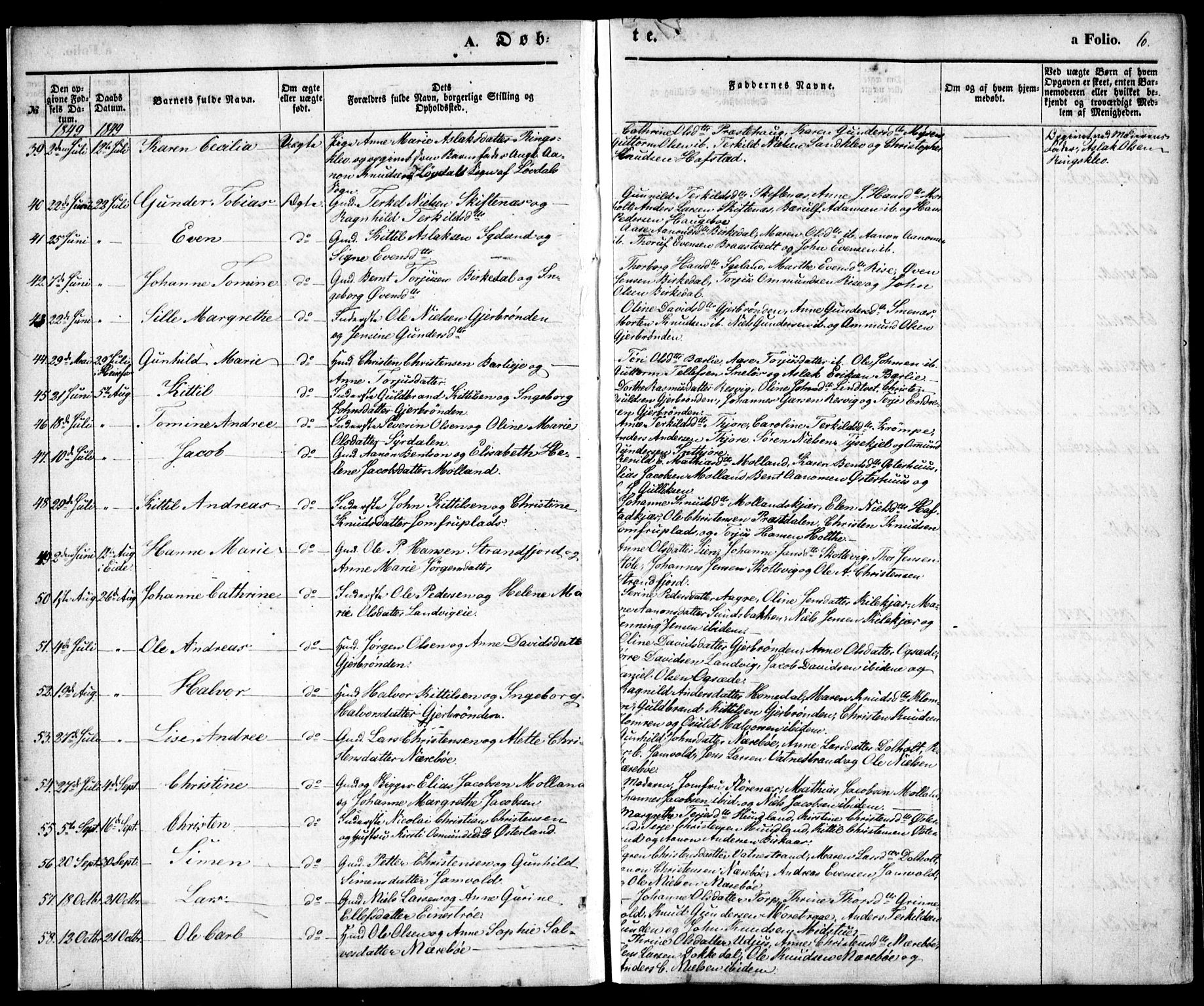 Hommedal sokneprestkontor, SAK/1111-0023/F/Fa/Fab/L0004: Parish register (official) no. A 4, 1848-1860, p. 6