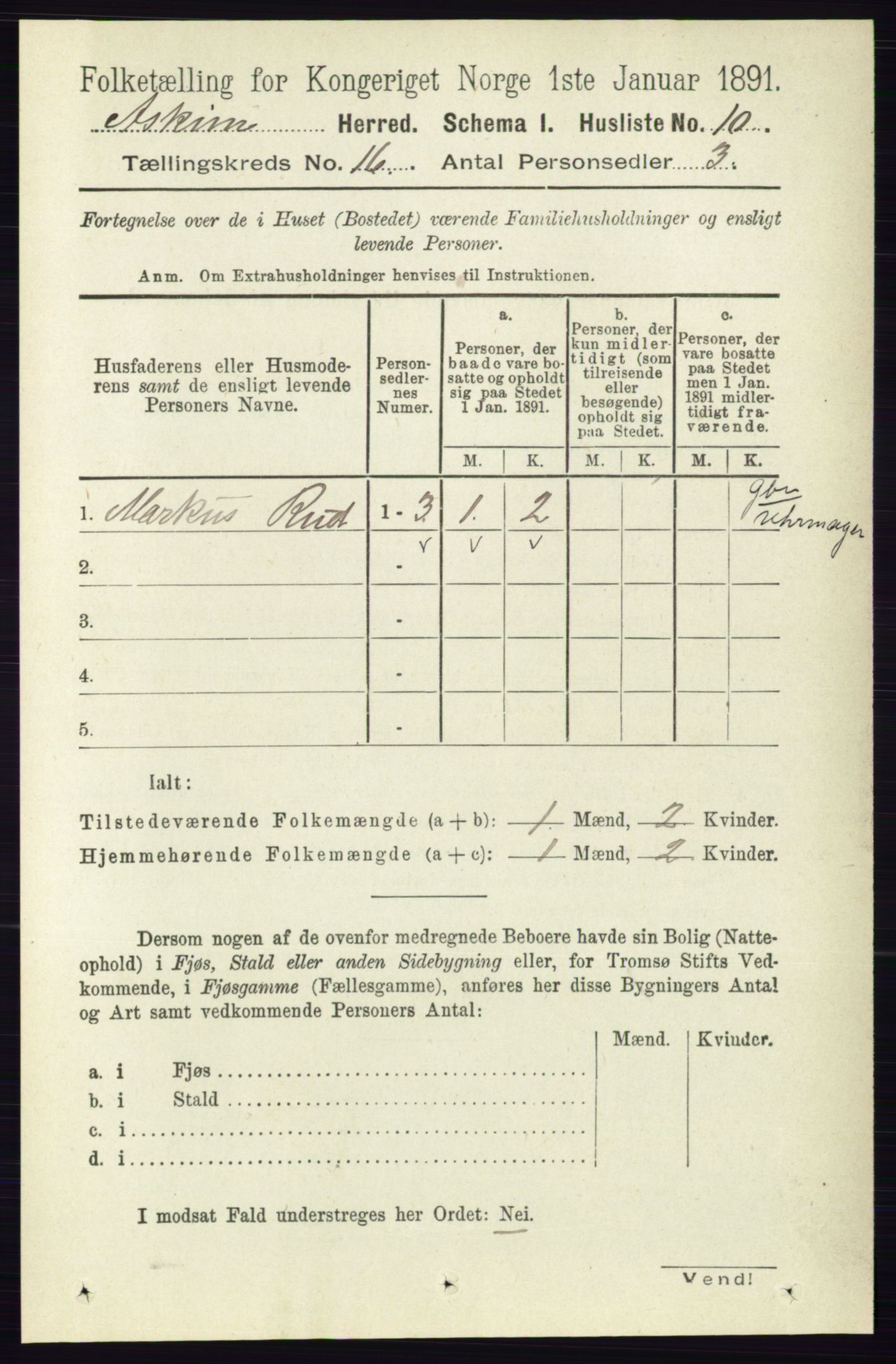 RA, 1891 census for 0124 Askim, 1891, p. 2612