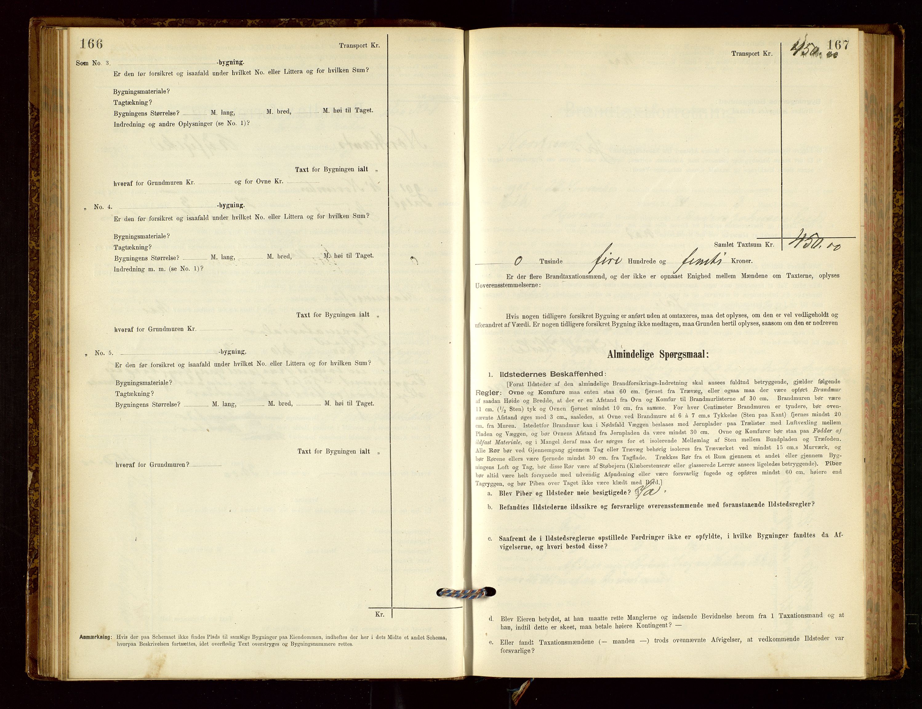 Nedstrand lensmannskontor, SAST/A-100236/Gob/L0001: "Brandtaxationsprotokol for Nerstrand Lensmandsdistrikt Ryfylke fogderi", 1895-1915, p. 166-167