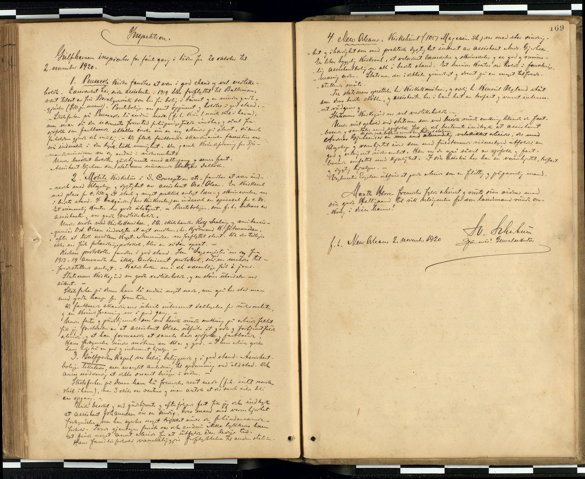 Den norske sjømannsmisjon i utlandet / Quebec (Canada) samt Pensacola--Savannah-Mobile-New Orleans-Gulfport (Gulfhamnene i USA), SAB/SAB/PA-0114/H/Ha/L0001: Parish register (official) no. A 1, 1887-1924, p. 168b-169a