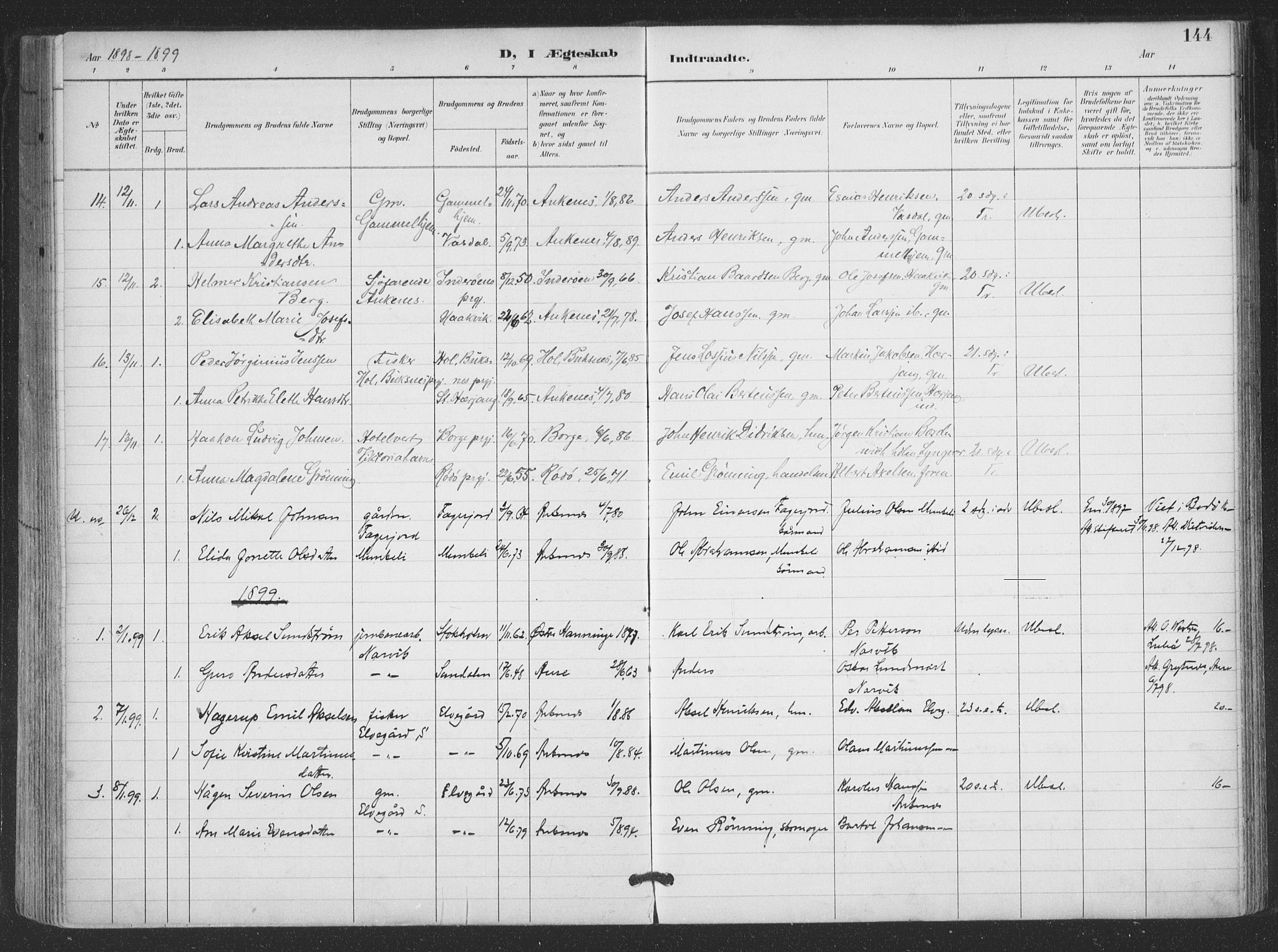 Ministerialprotokoller, klokkerbøker og fødselsregistre - Nordland, SAT/A-1459/866/L0939: Parish register (official) no. 866A02, 1894-1906, p. 144