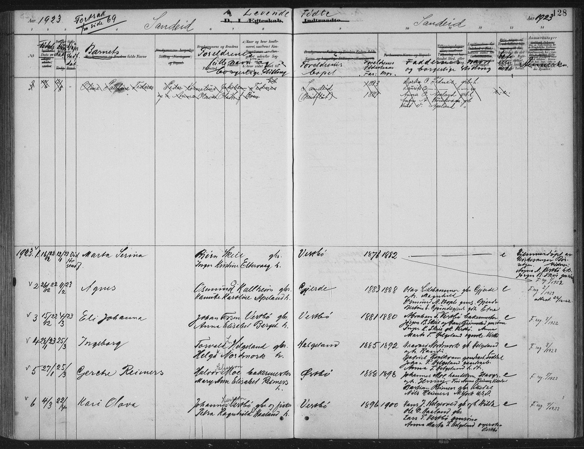 Vikedal sokneprestkontor, SAST/A-101840/01/IV: Parish register (official) no. A 11, 1884-1933, p. 128