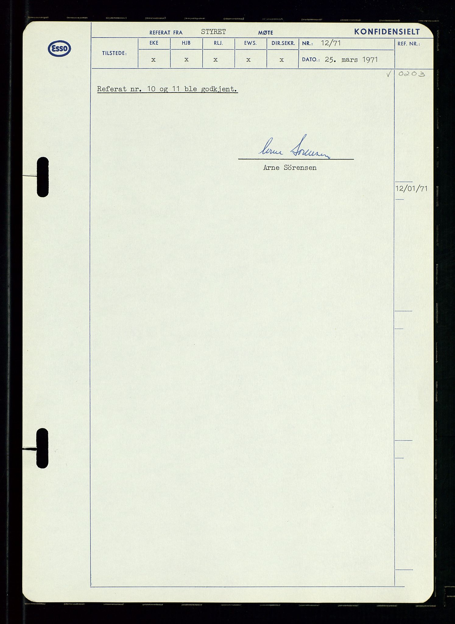 Pa 0982 - Esso Norge A/S, AV/SAST-A-100448/A/Aa/L0003/0002: Den administrerende direksjon Board minutes (styrereferater) og Bedriftforsamlingsprotokoll / Den administrerende direksjon Board minutes (styrereferater), 1970-1974, p. 155