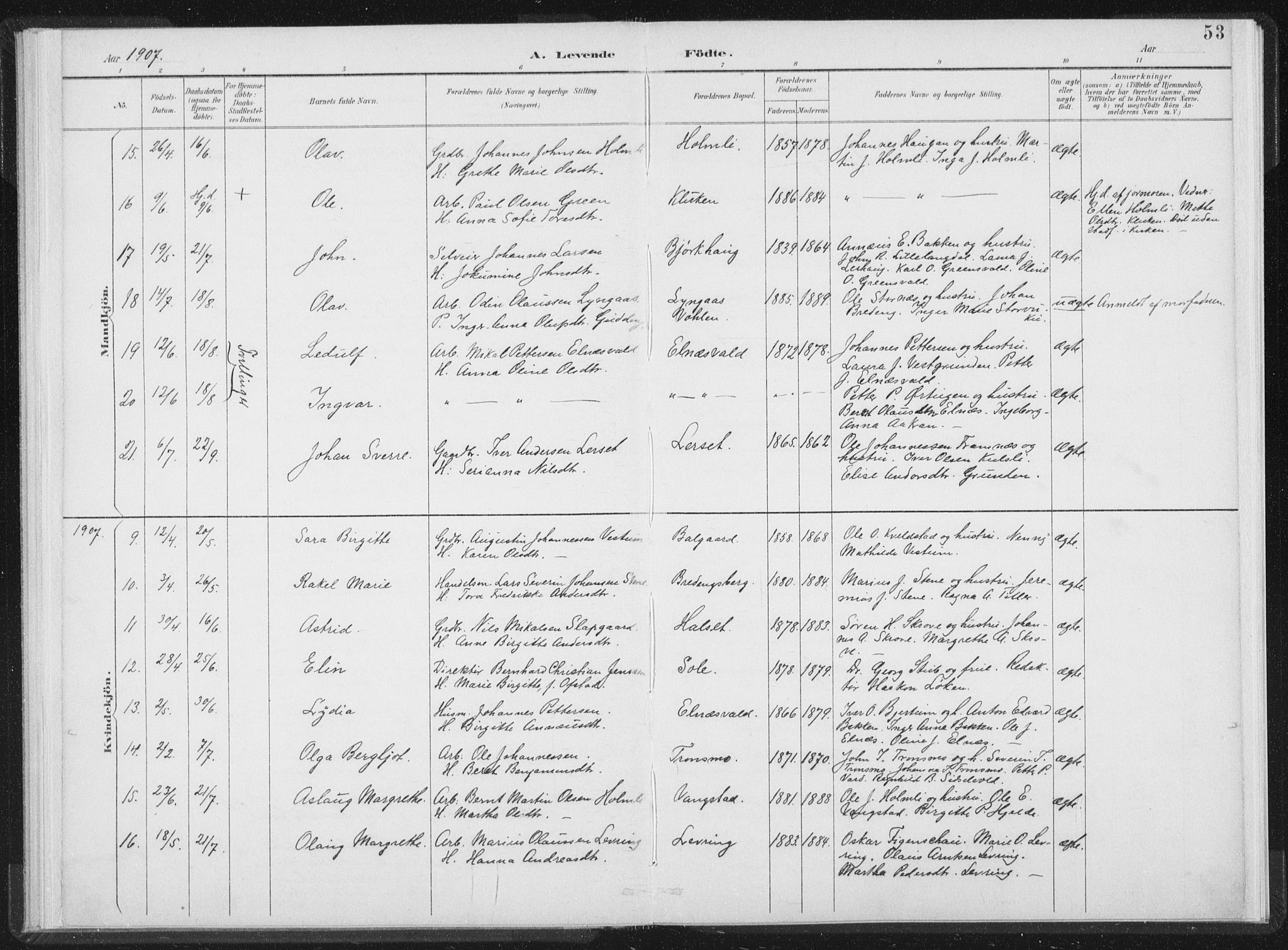 Ministerialprotokoller, klokkerbøker og fødselsregistre - Nord-Trøndelag, AV/SAT-A-1458/724/L0263: Parish register (official) no. 724A01, 1891-1907, p. 53