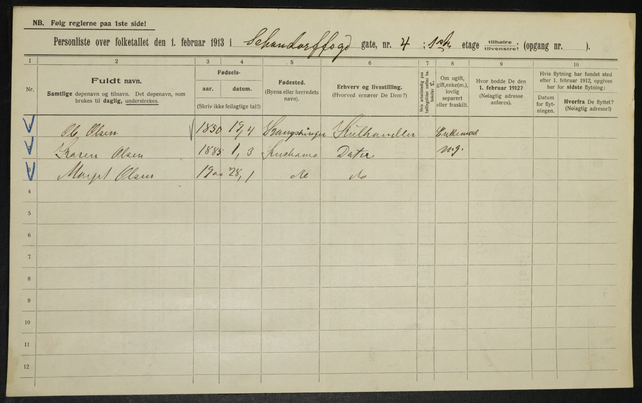 OBA, Municipal Census 1913 for Kristiania, 1913, p. 89548