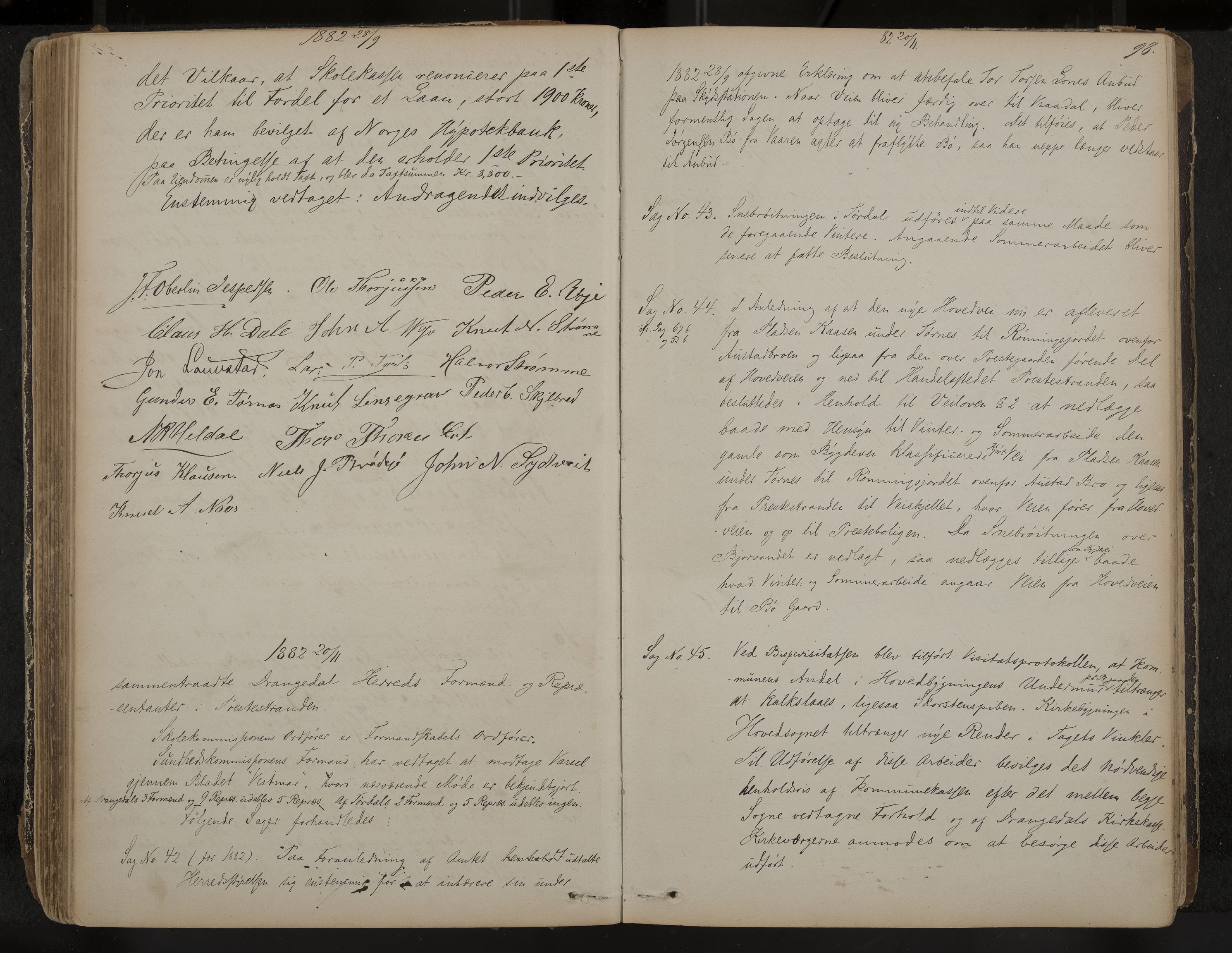 Drangedal formannskap og sentraladministrasjon, IKAK/0817021/A/L0002: Møtebok, 1870-1892, p. 98