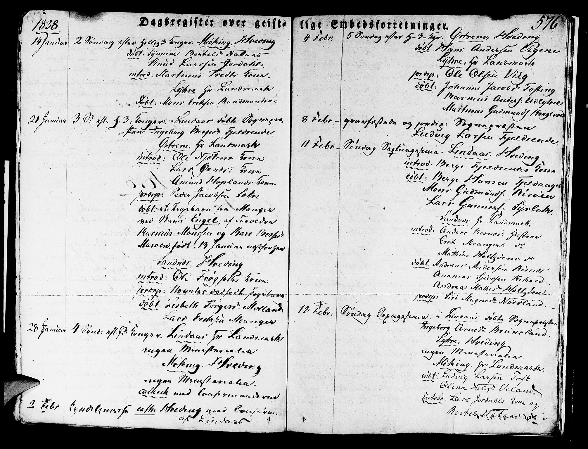 Lindås Sokneprestembete, SAB/A-76701/H/Haa: Parish register (official) no. A 8, 1823-1836, p. 576