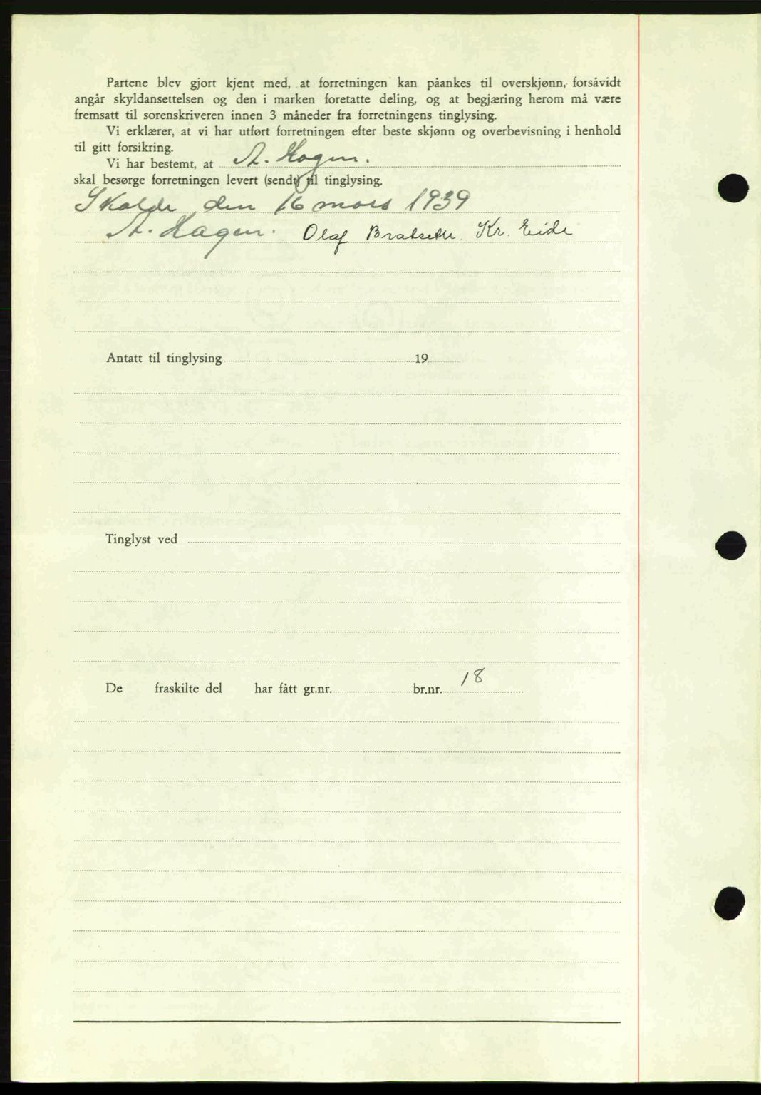 Romsdal sorenskriveri, AV/SAT-A-4149/1/2/2C: Mortgage book no. A6, 1938-1939, Diary no: : 810/1939