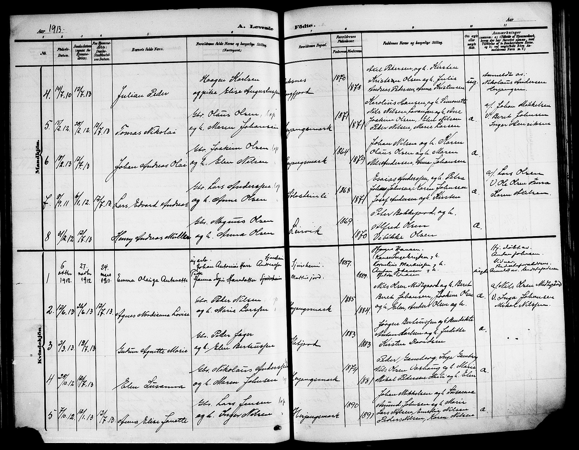 Ministerialprotokoller, klokkerbøker og fødselsregistre - Nordland, AV/SAT-A-1459/866/L0954: Parish register (copy) no. 866C03, 1905-1923