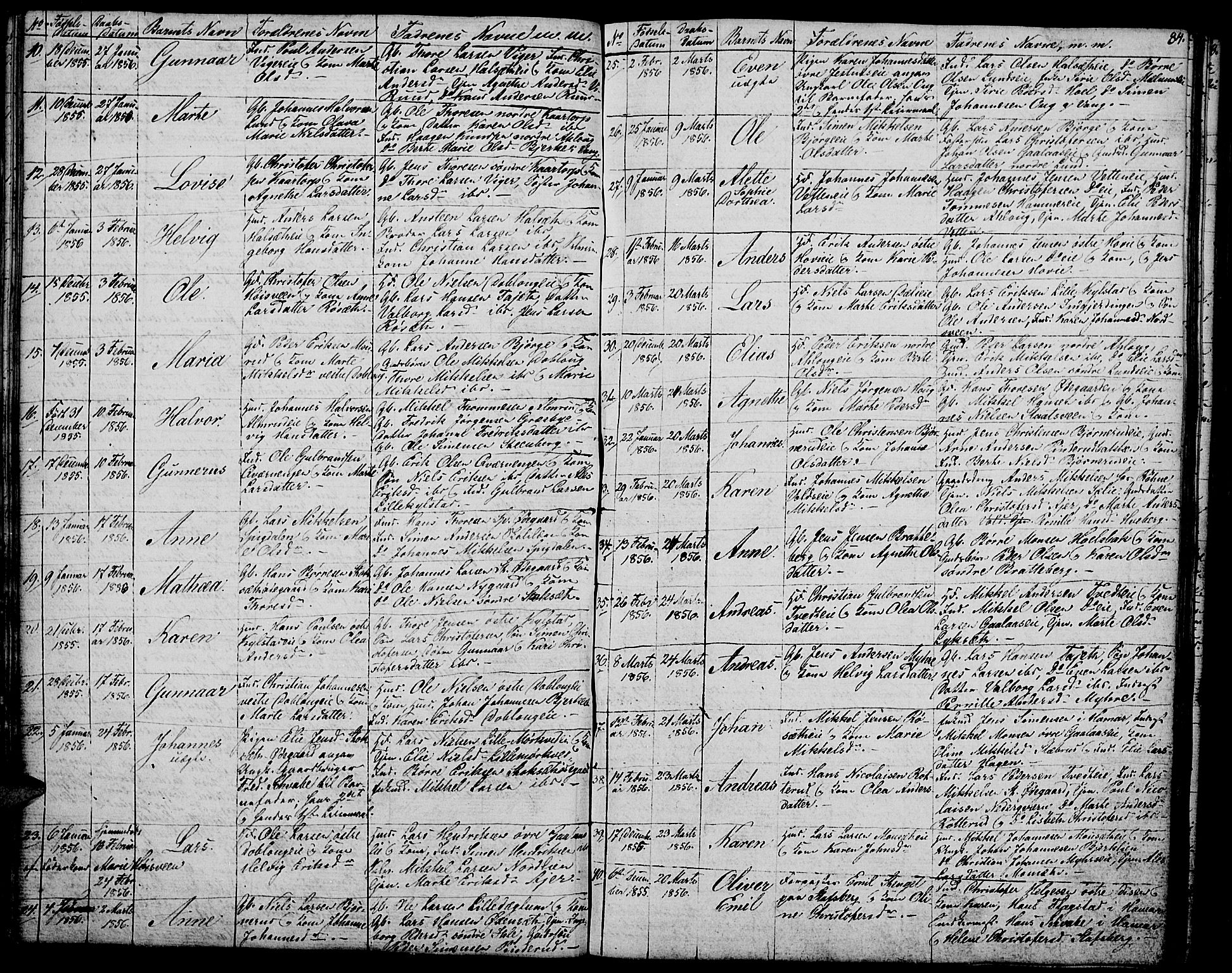 Vang prestekontor, Hedmark, AV/SAH-PREST-008/H/Ha/Hab/L0009: Parish register (copy) no. 9, 1836-1870, p. 84