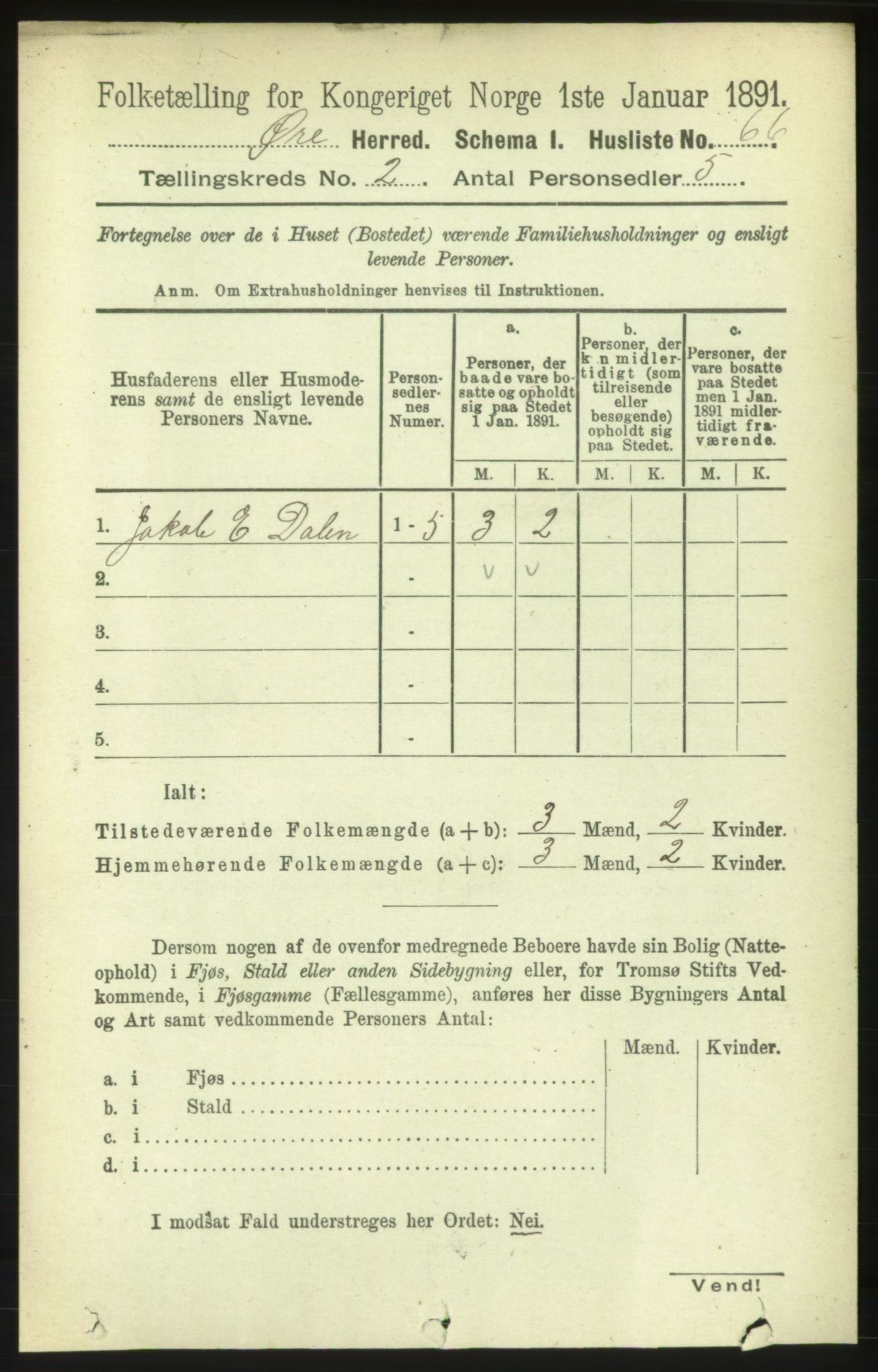 RA, 1891 census for 1558 Øre, 1891, p. 496