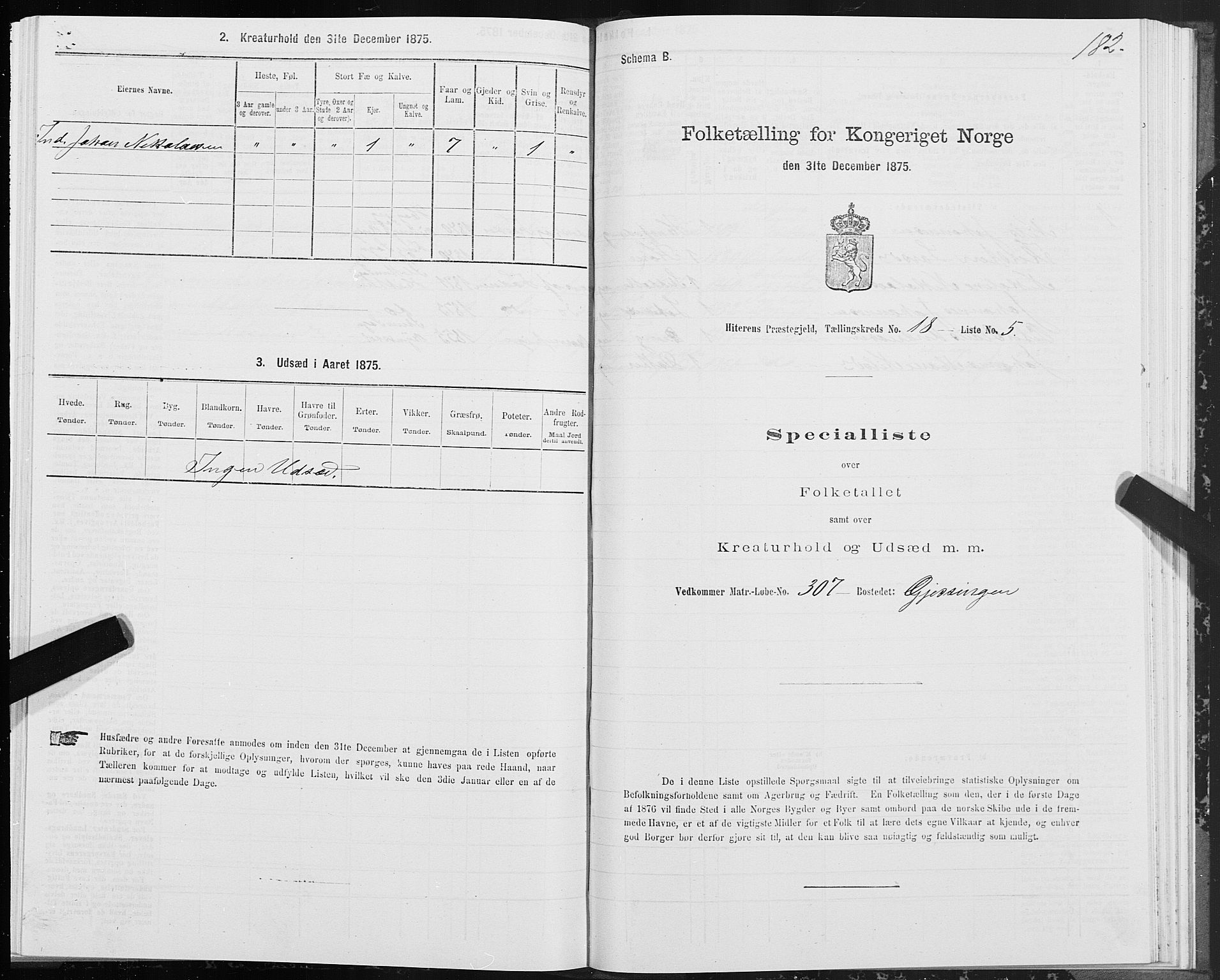 SAT, 1875 census for 1617P Hitra, 1875, p. 9182