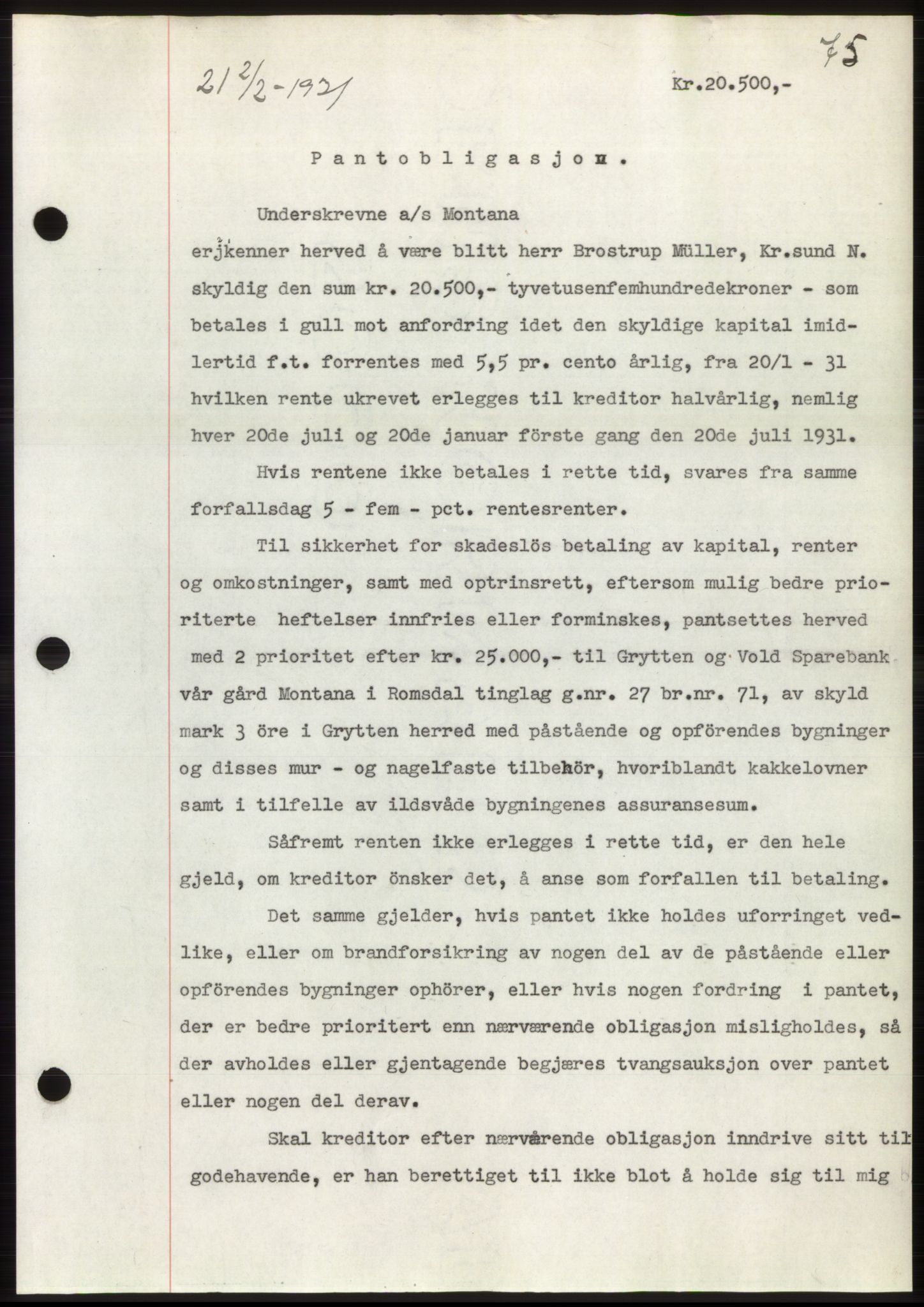 Romsdal sorenskriveri, AV/SAT-A-4149/1/2/2C/L0059: Mortgage book no. 53, 1931-1931, Deed date: 02.02.1931