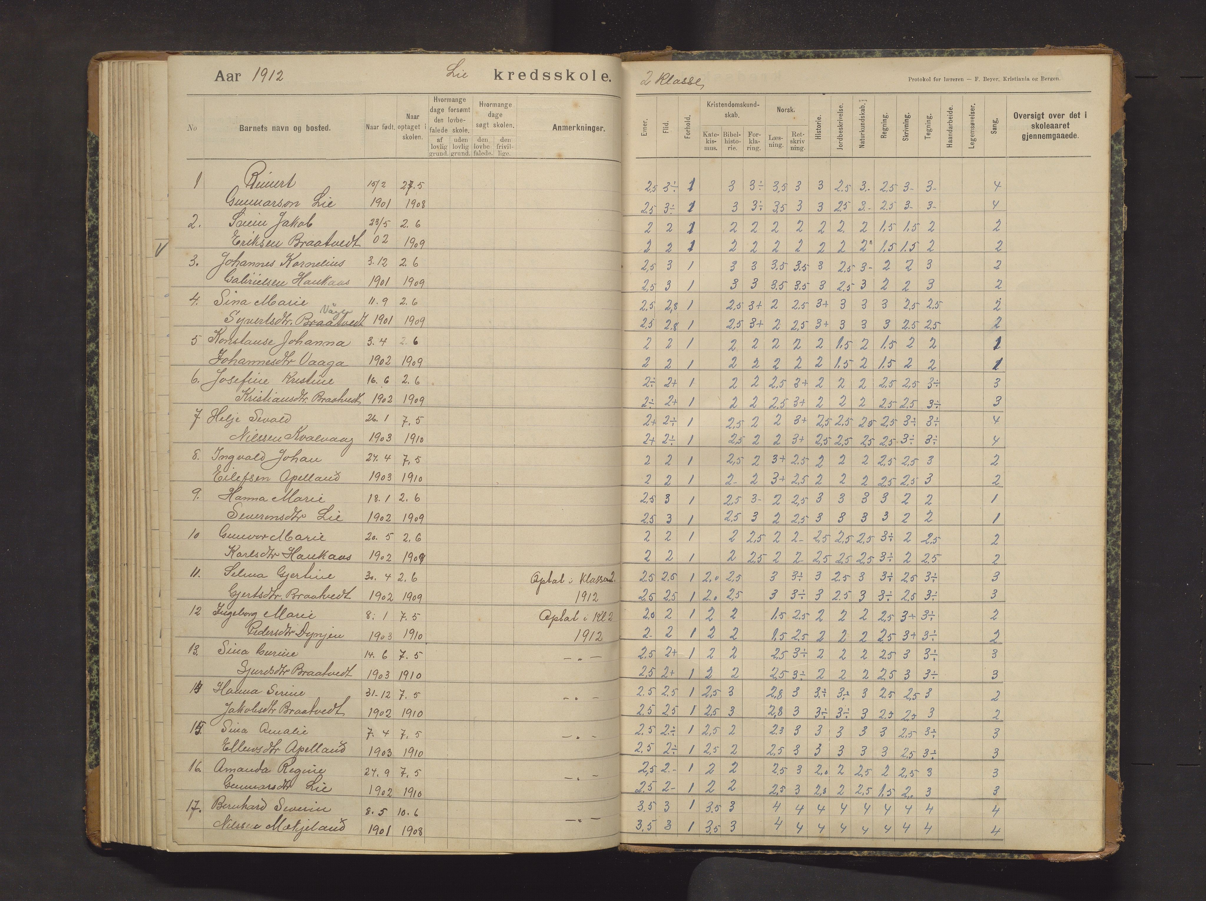 Sveio kommune. Barneskulane, IKAH/1216-231/F/Fa/L0029: Skuleprotokoll for Lid skule, 1903-1915, p. 85