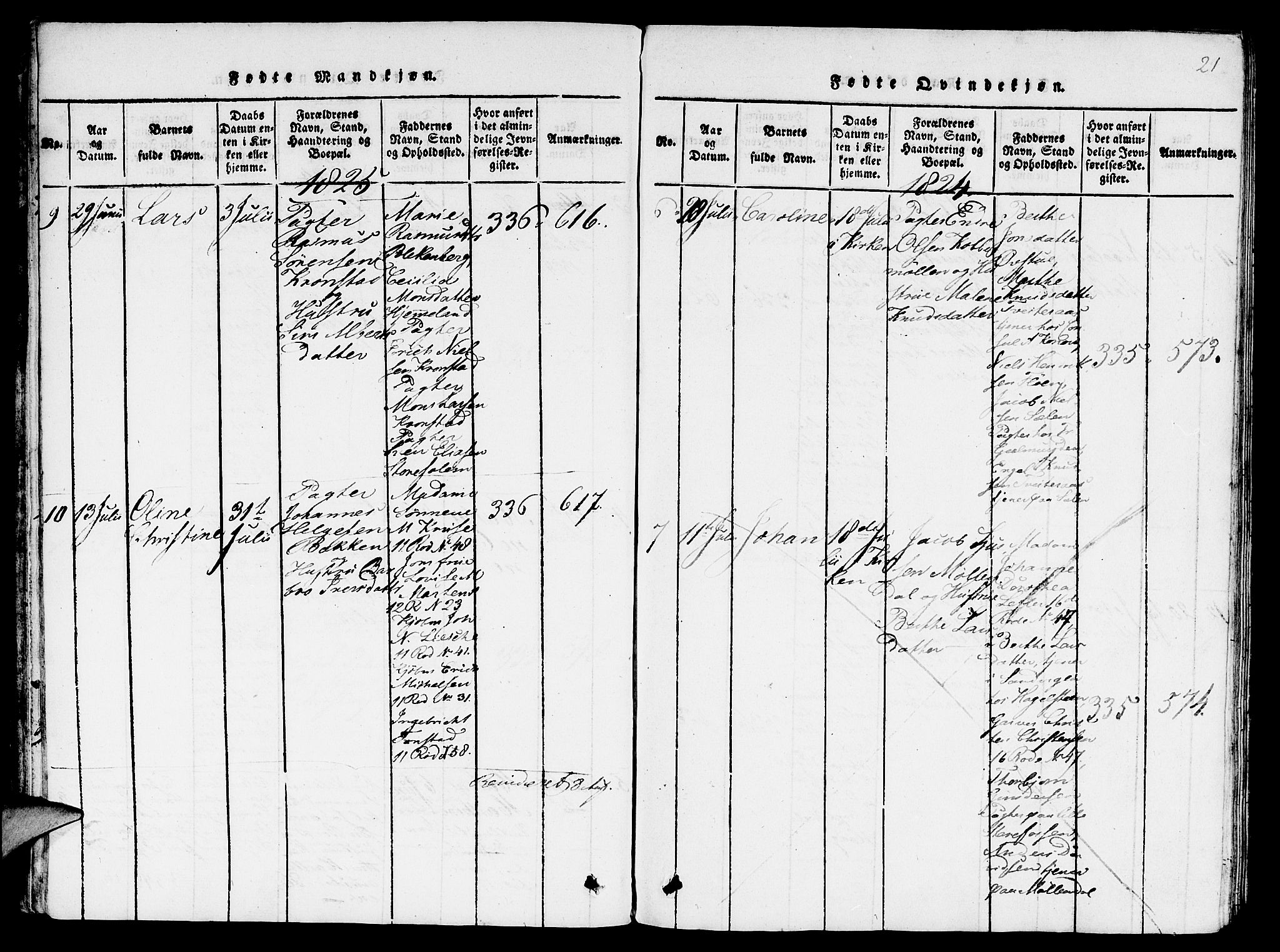 St. Jørgens hospital og Årstad sokneprestembete, AV/SAB-A-99934: Parish register (copy) no. A 1, 1816-1843, p. 21