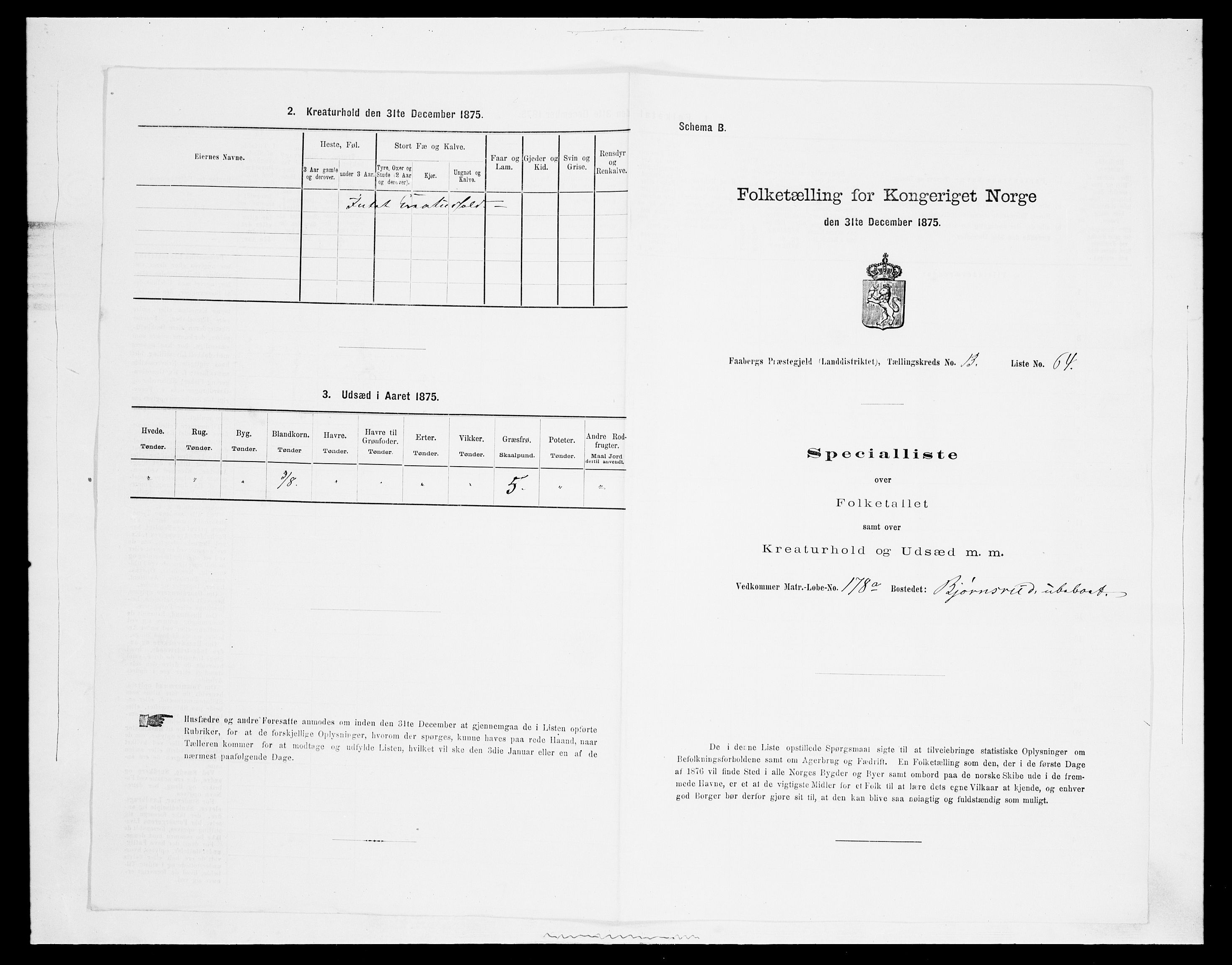 SAH, 1875 census for 0524L Fåberg/Fåberg og Lillehammer, 1875, p. 1701
