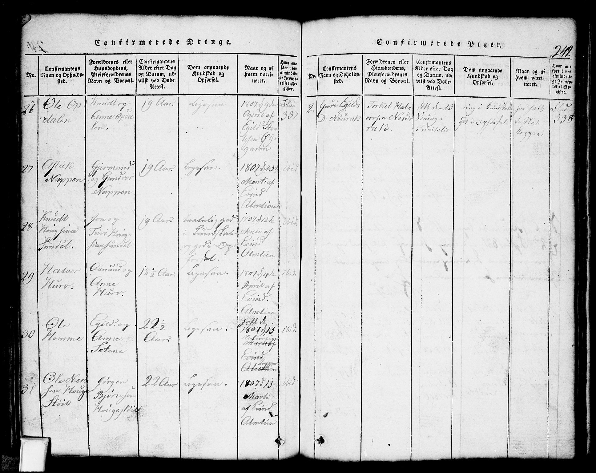 Nissedal kirkebøker, SAKO/A-288/G/Gb/L0001: Parish register (copy) no. II 1, 1814-1862, p. 242