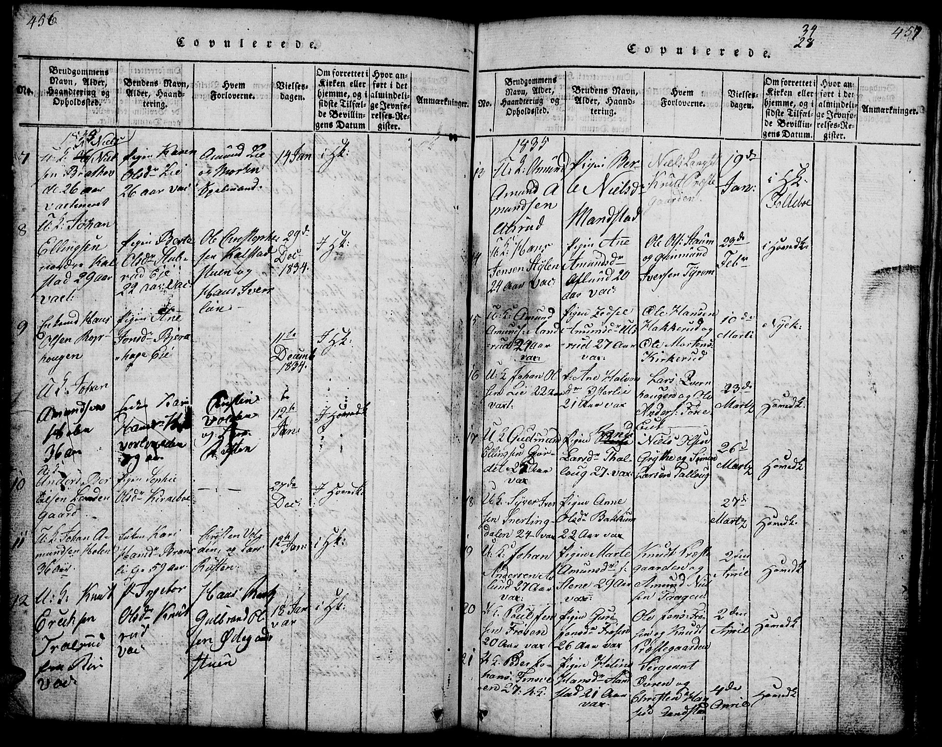 Gausdal prestekontor, SAH/PREST-090/H/Ha/Hab/L0001: Parish register (copy) no. 1, 1817-1848, p. 456-457