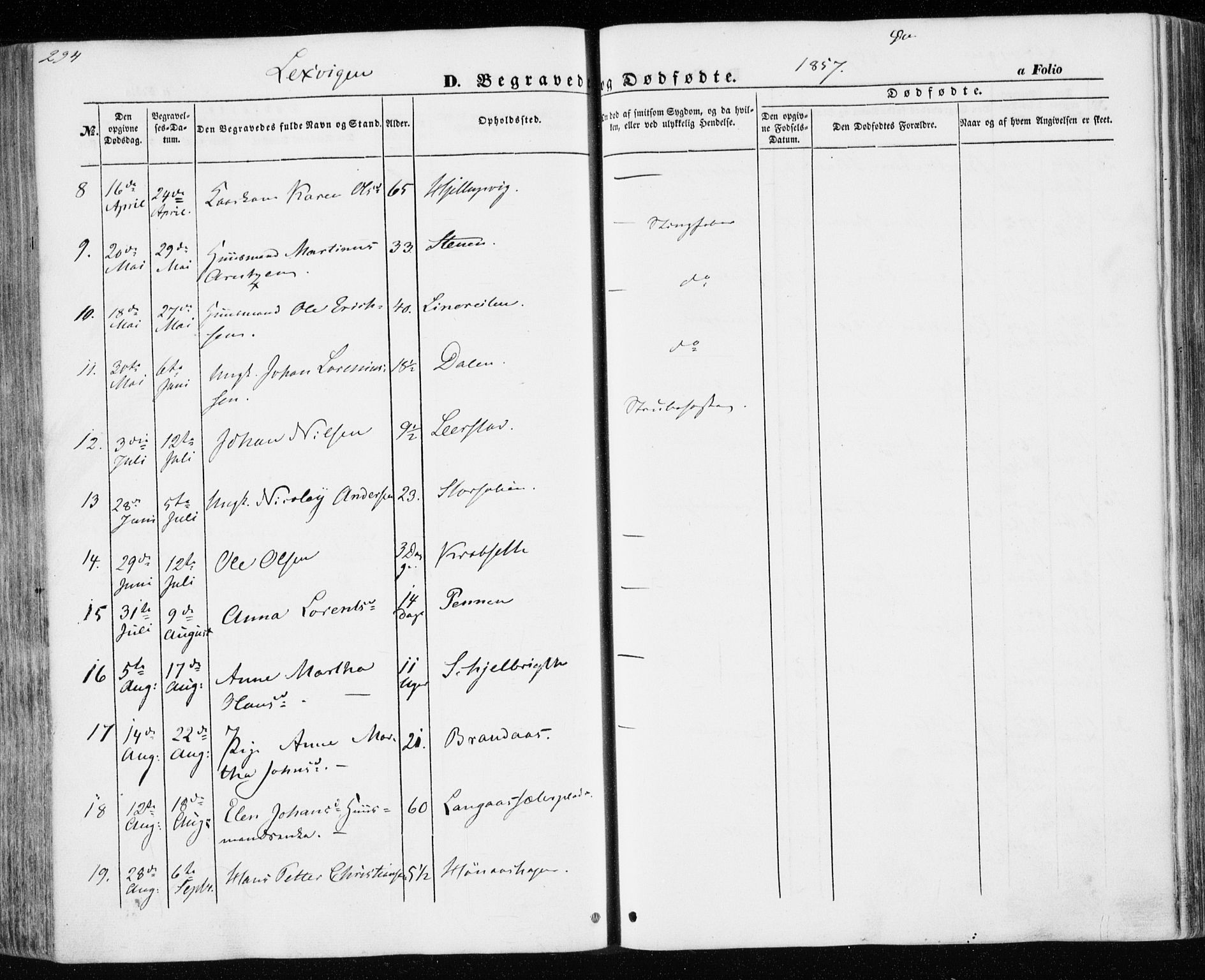Ministerialprotokoller, klokkerbøker og fødselsregistre - Nord-Trøndelag, AV/SAT-A-1458/701/L0008: Parish register (official) no. 701A08 /1, 1854-1863, p. 294