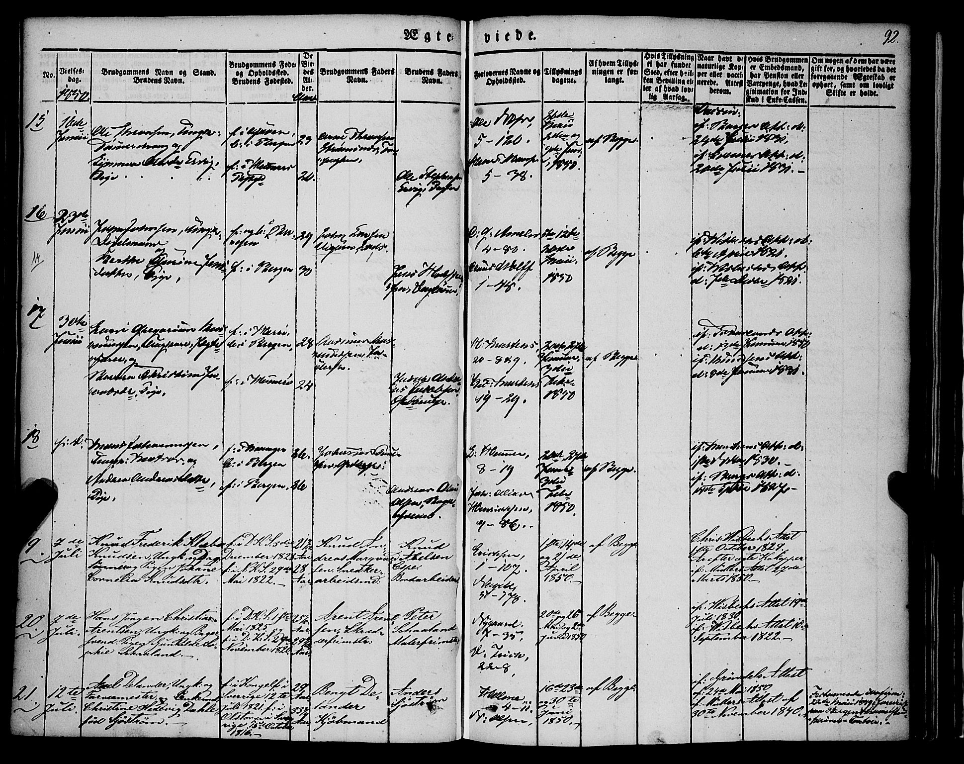 Nykirken Sokneprestembete, AV/SAB-A-77101/H/Haa/L0031: Parish register (official) no. D 1, 1834-1861, p. 92