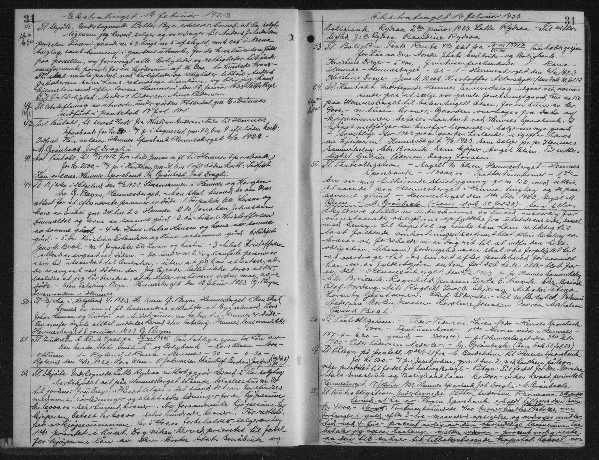 Rana sorenskriveri , AV/SAT-A-1108/1/2/2C/L0018: Mortgage book no. 18, 1923-1928, p. 31, Deed date: 19.02.1923