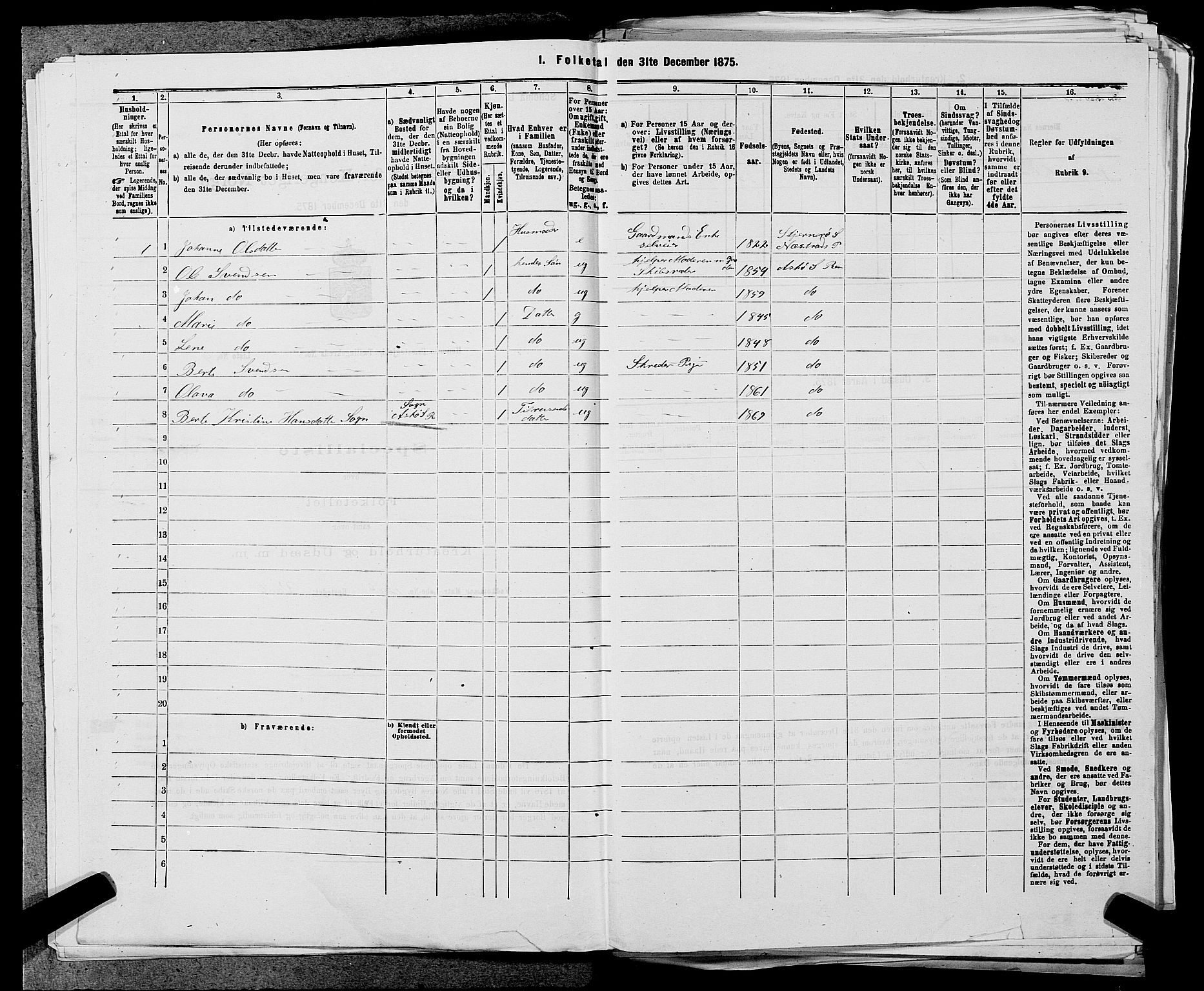 SAST, 1875 census for 1142P Rennesøy, 1875, p. 581