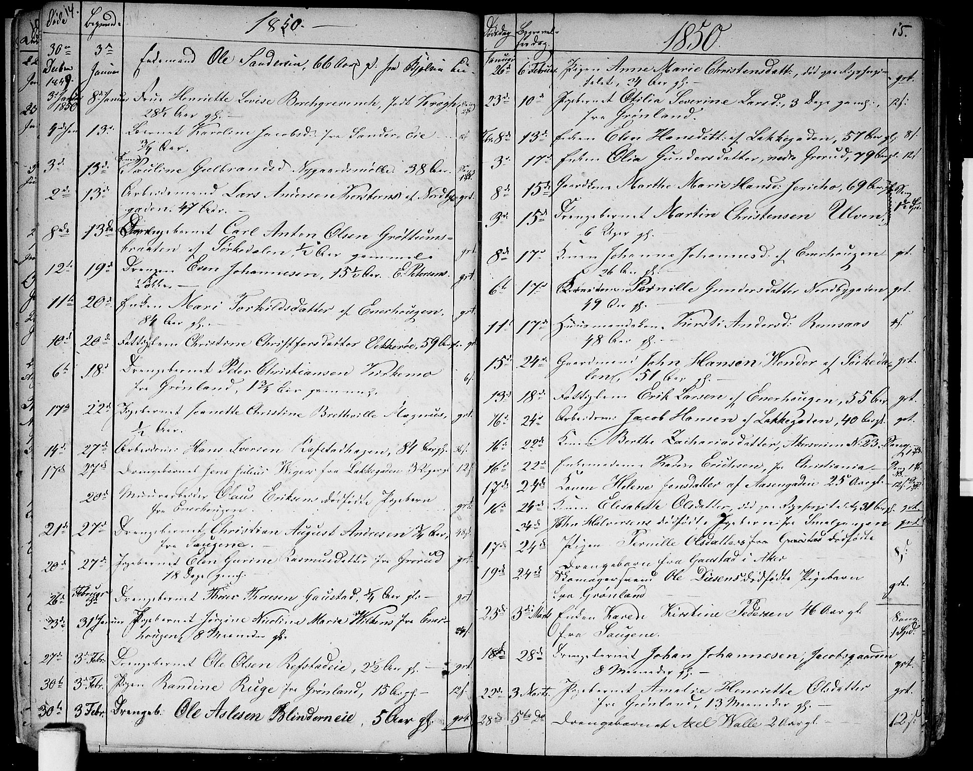 Aker prestekontor kirkebøker, SAO/A-10861/G/L0012: Parish register (copy) no. 12, 1846-1860, p. 14-15